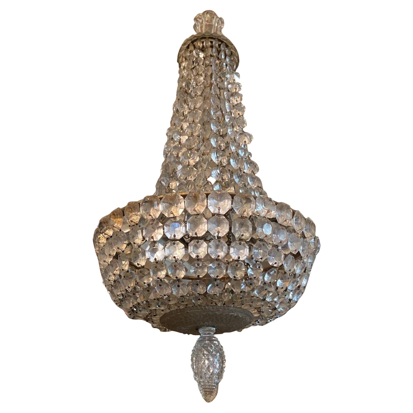 19thc French Empire Cascading Cut Crystal Chandelier attributed to Baccarat