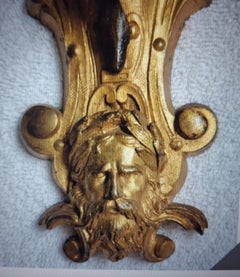 19thc French Empire Gilt & Patinated Bronze Figural 5 Arm Candleholder Sconce