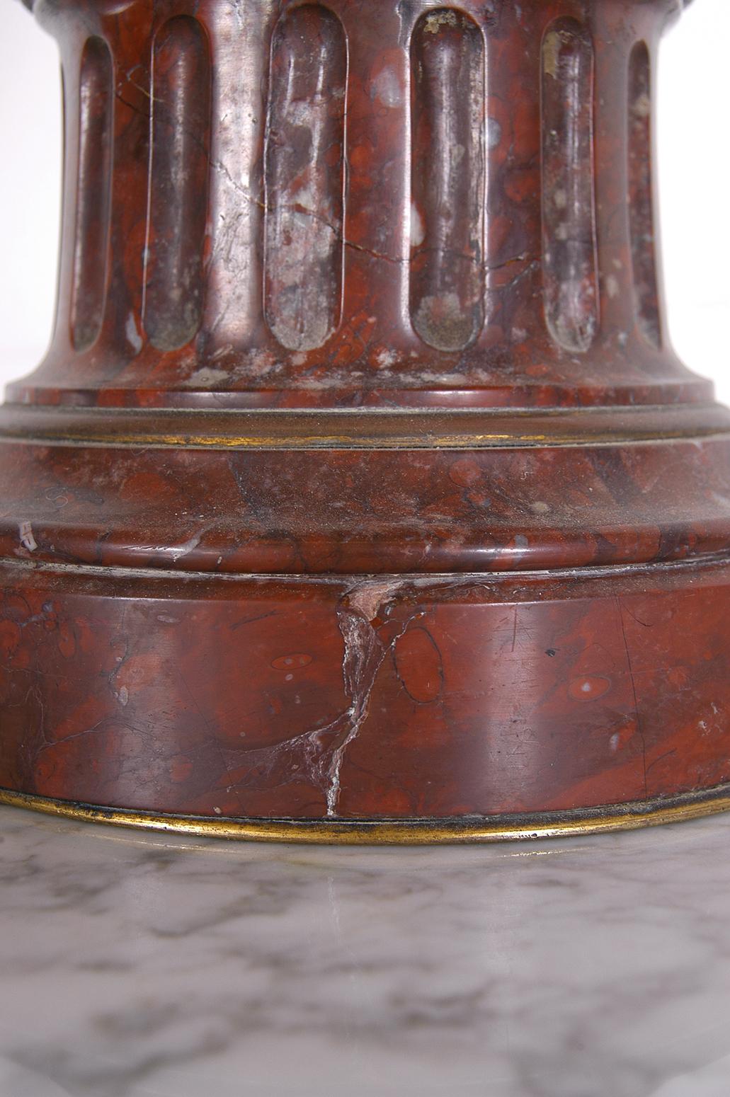 French Empire Red Languedoc Marble Bronze Ormolu Candelabrum 7