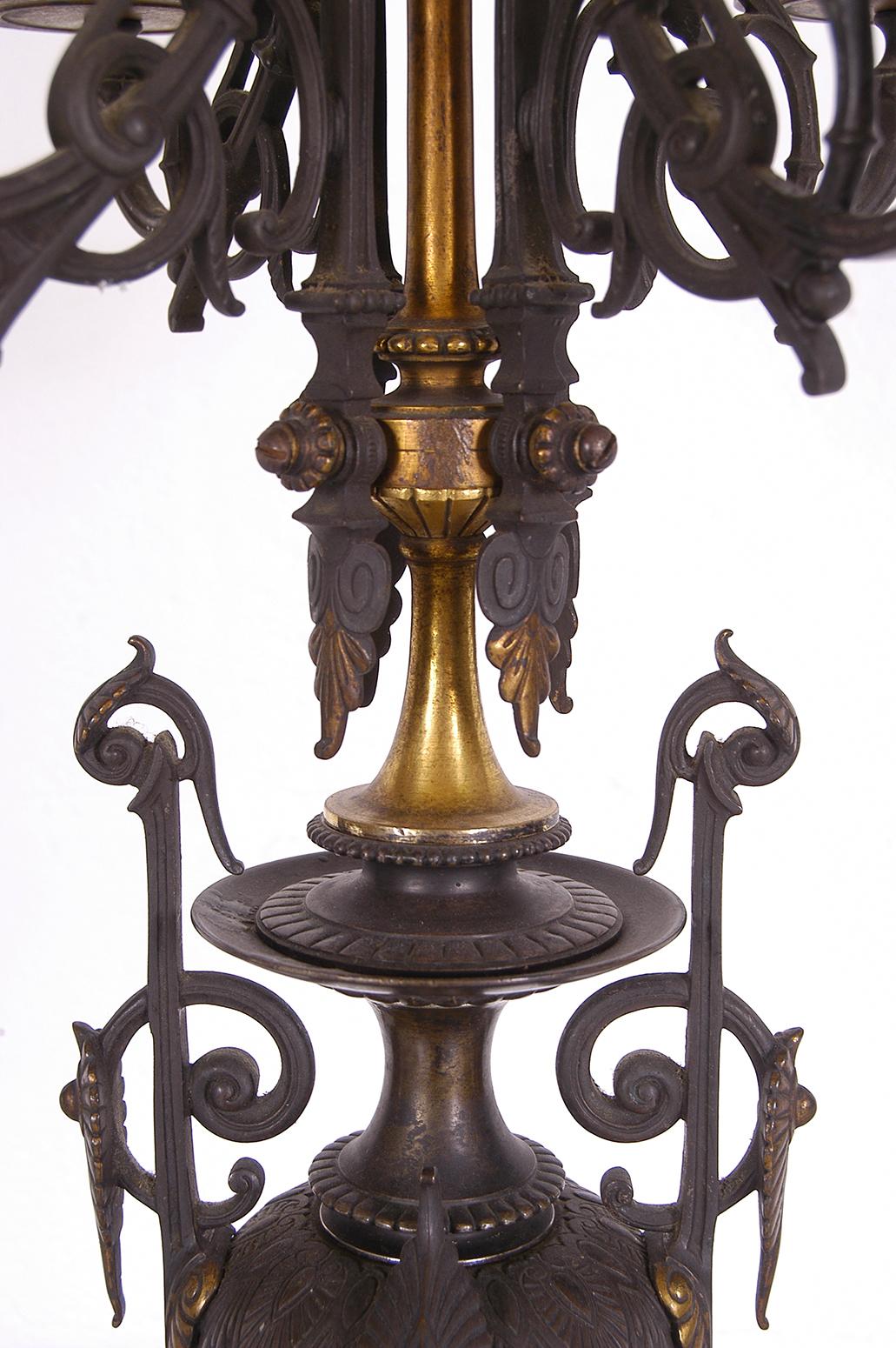 19th Century French Empire Red Languedoc Marble Bronze Ormolu Candelabrum