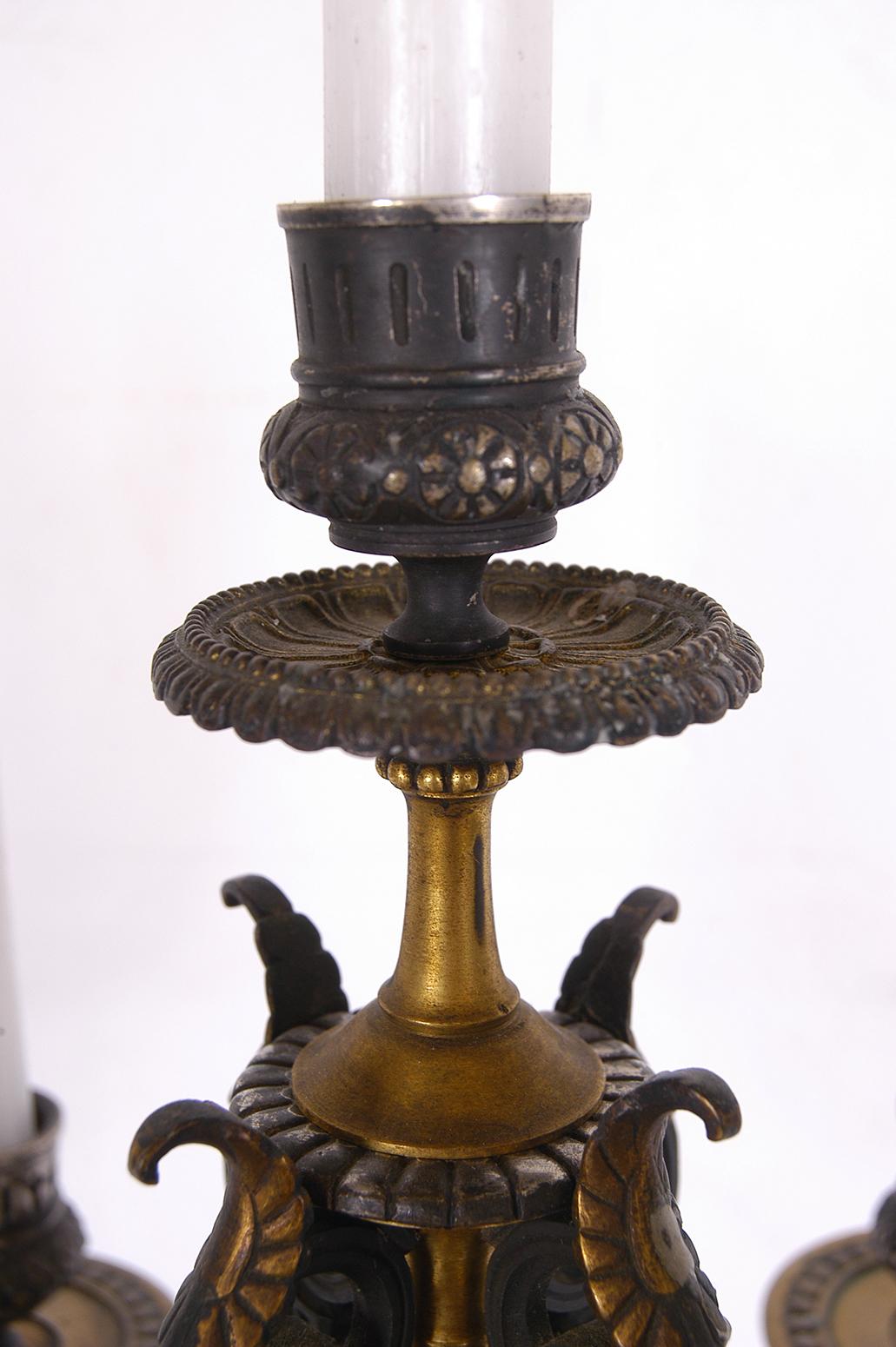 French Empire Red Languedoc Marble Bronze Ormolu Candelabrum 1