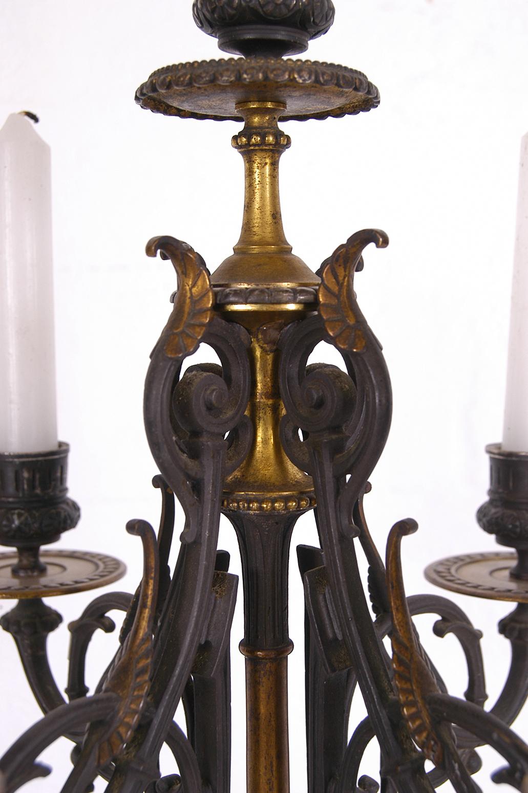 French Empire Red Languedoc Marble Bronze Ormolu Candelabrum 3