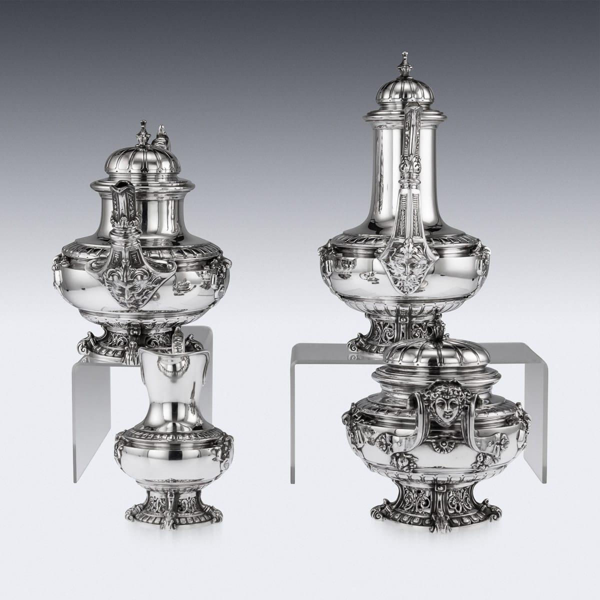 19th Century French Empire Solid Silver Tea Service, Alphonse Debain, circa 1890 1