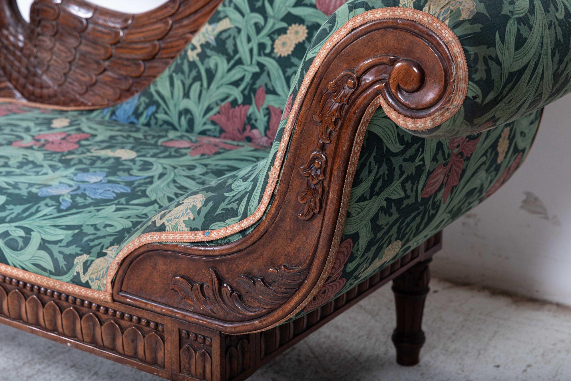 19thC French Empire Walnut Chaise Lounge / Daybed In Good Condition In Staffordshire, GB
