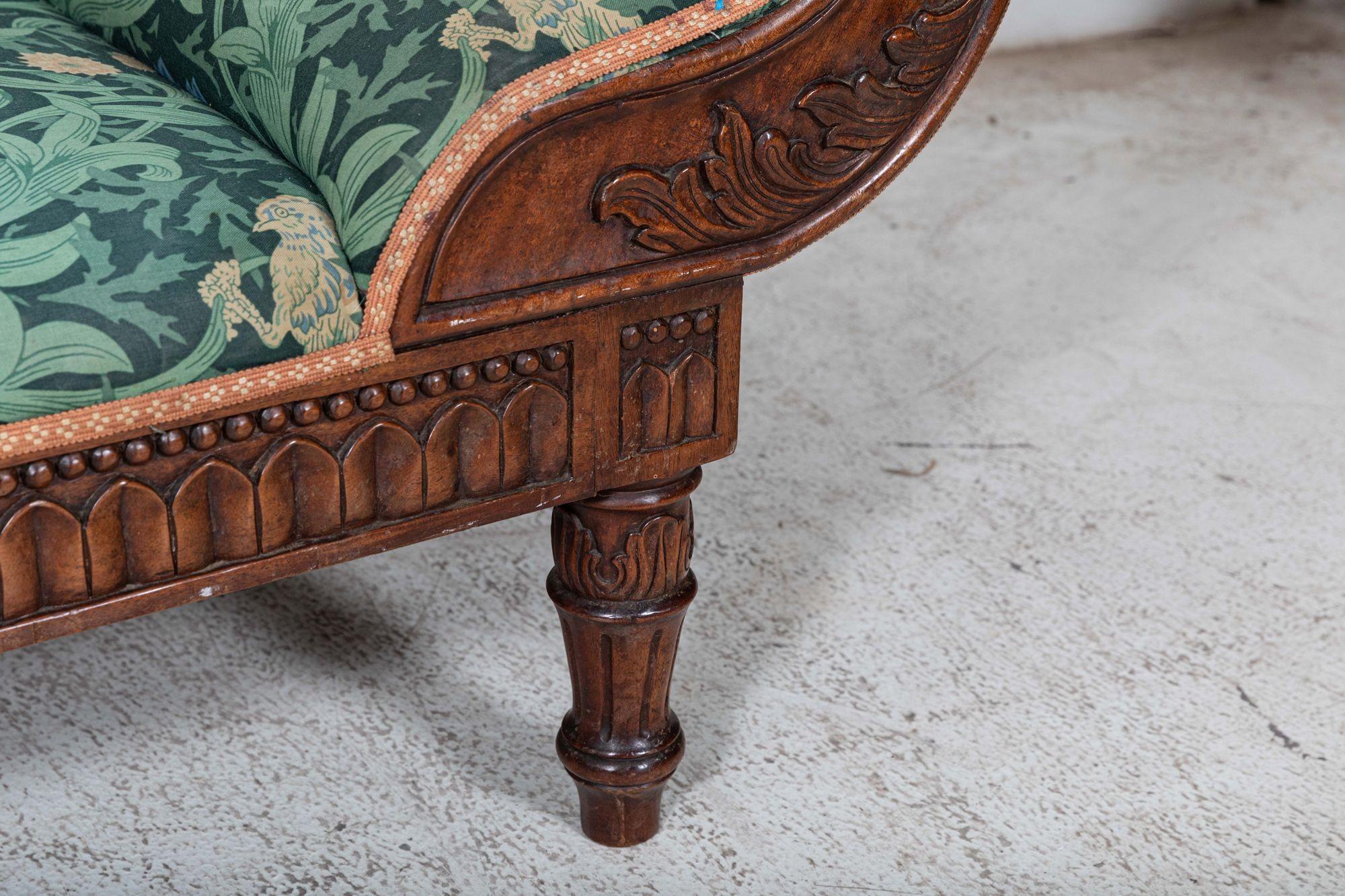 19thC French Empire Walnut Chaise Lounge / Daybed 4