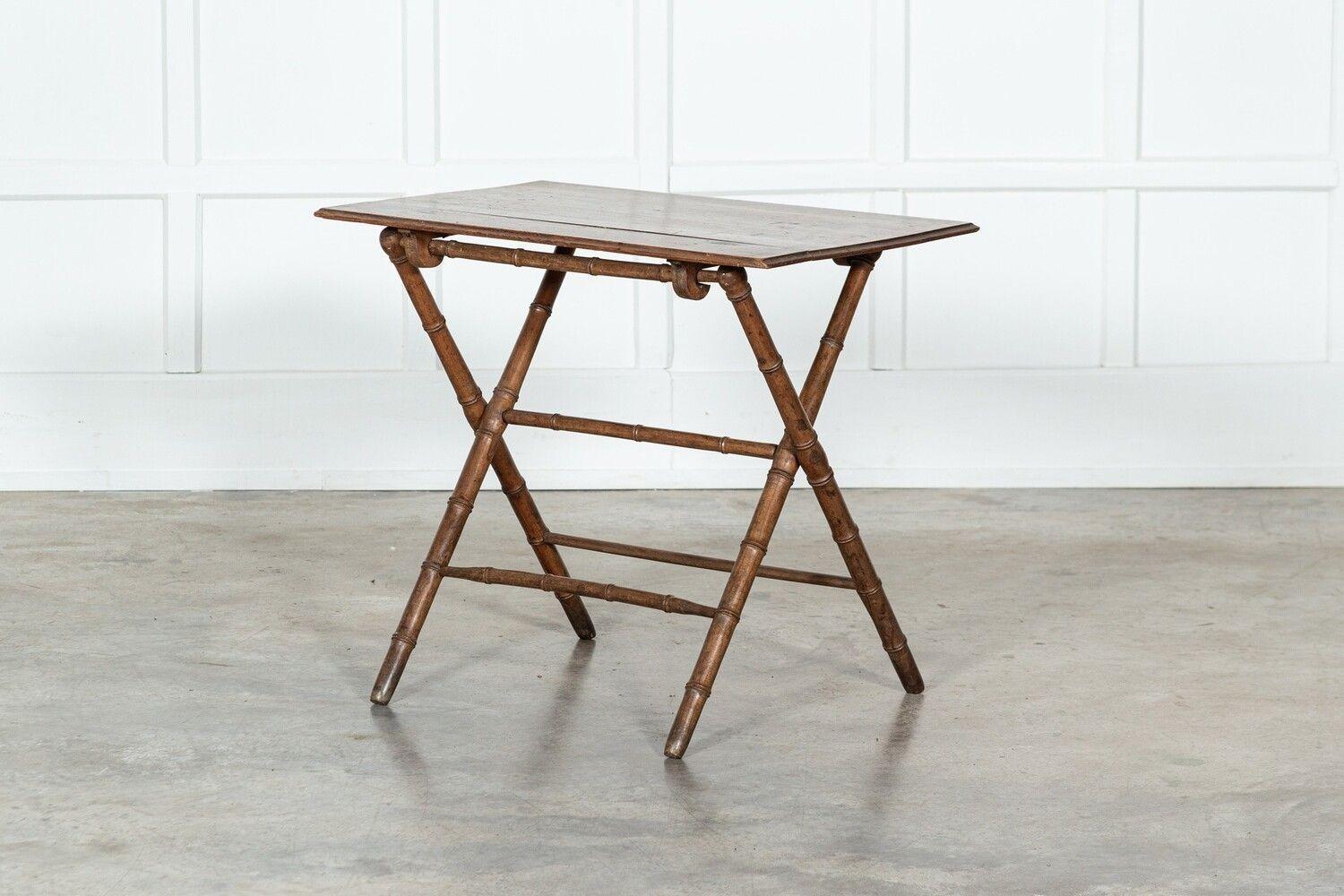 Mesa vendange francesa del s. XIX de imitación de bambú y pino en venta 6