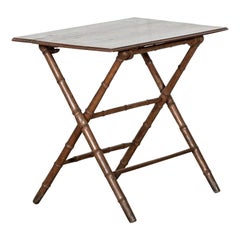 Antique 19thC French Faux Bamboo Pine Vendange Table