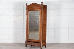 Armoire à miroir du 19ème siècle en faux bambou et noyer français