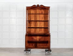 19thC French Flame Mahogany Glazed Bookcase