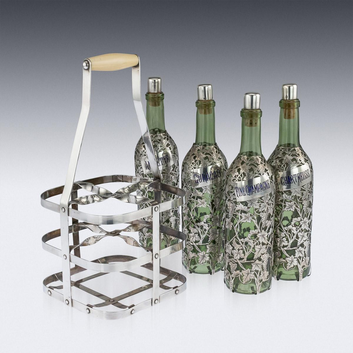 19thC French Four Bottle Tantalus, Pierre Queille, Paris, c.1890 1