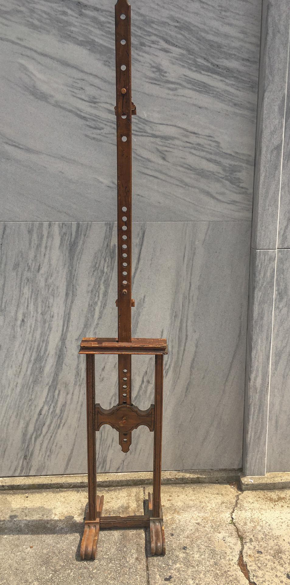 19thc. French Fruitwood Adjustable Artist's Easel with Carved Feet 7