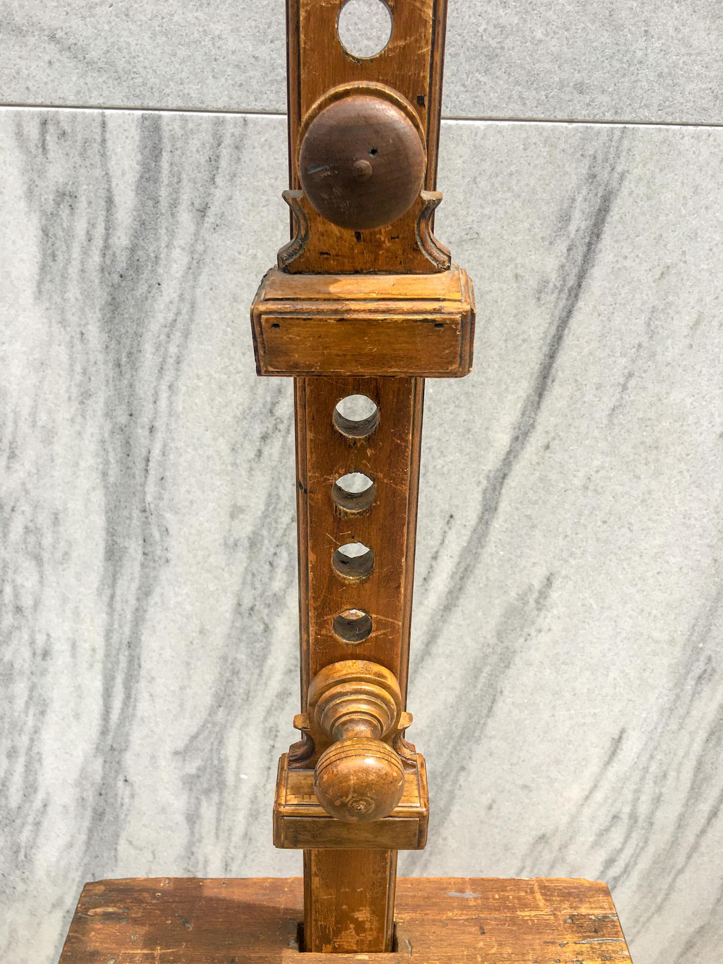 19thc. French Fruitwood Adjustable Artist's Easel with Carved Feet 1