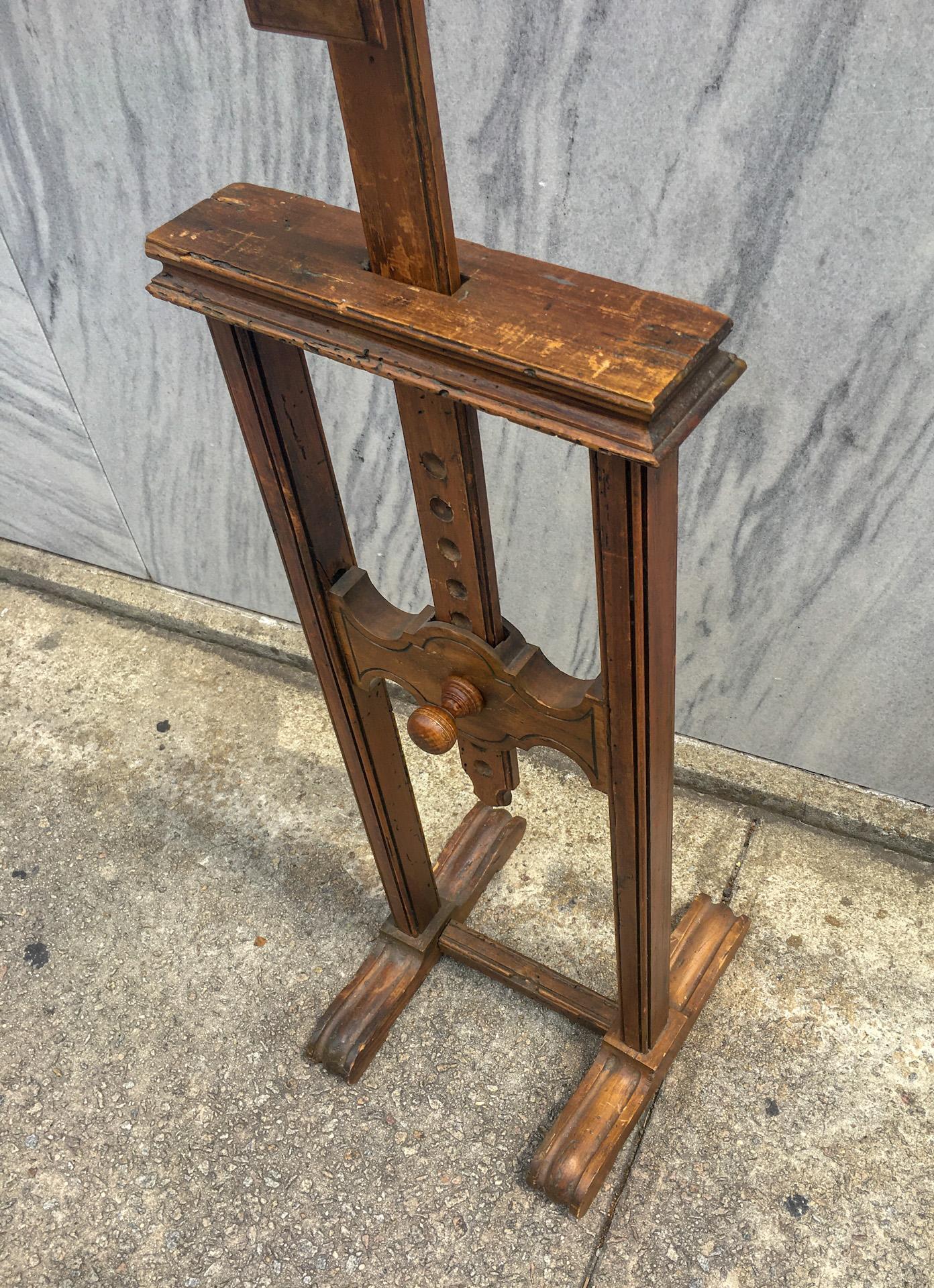 19thc. French Fruitwood Adjustable Artist's Easel with Carved Feet 3