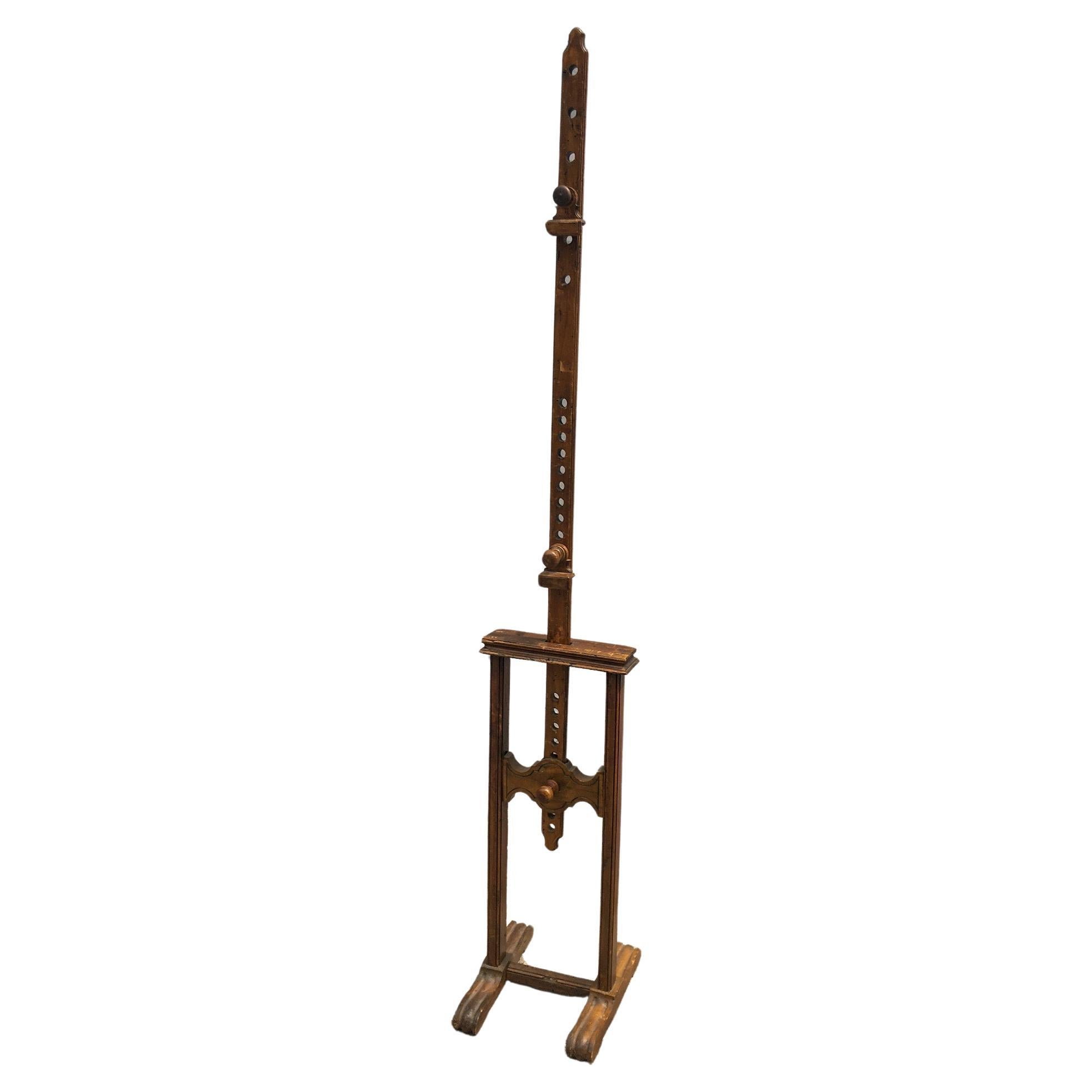 19thc. French Fruitwood Adjustable Artist's Easel with Carved Feet For Sale