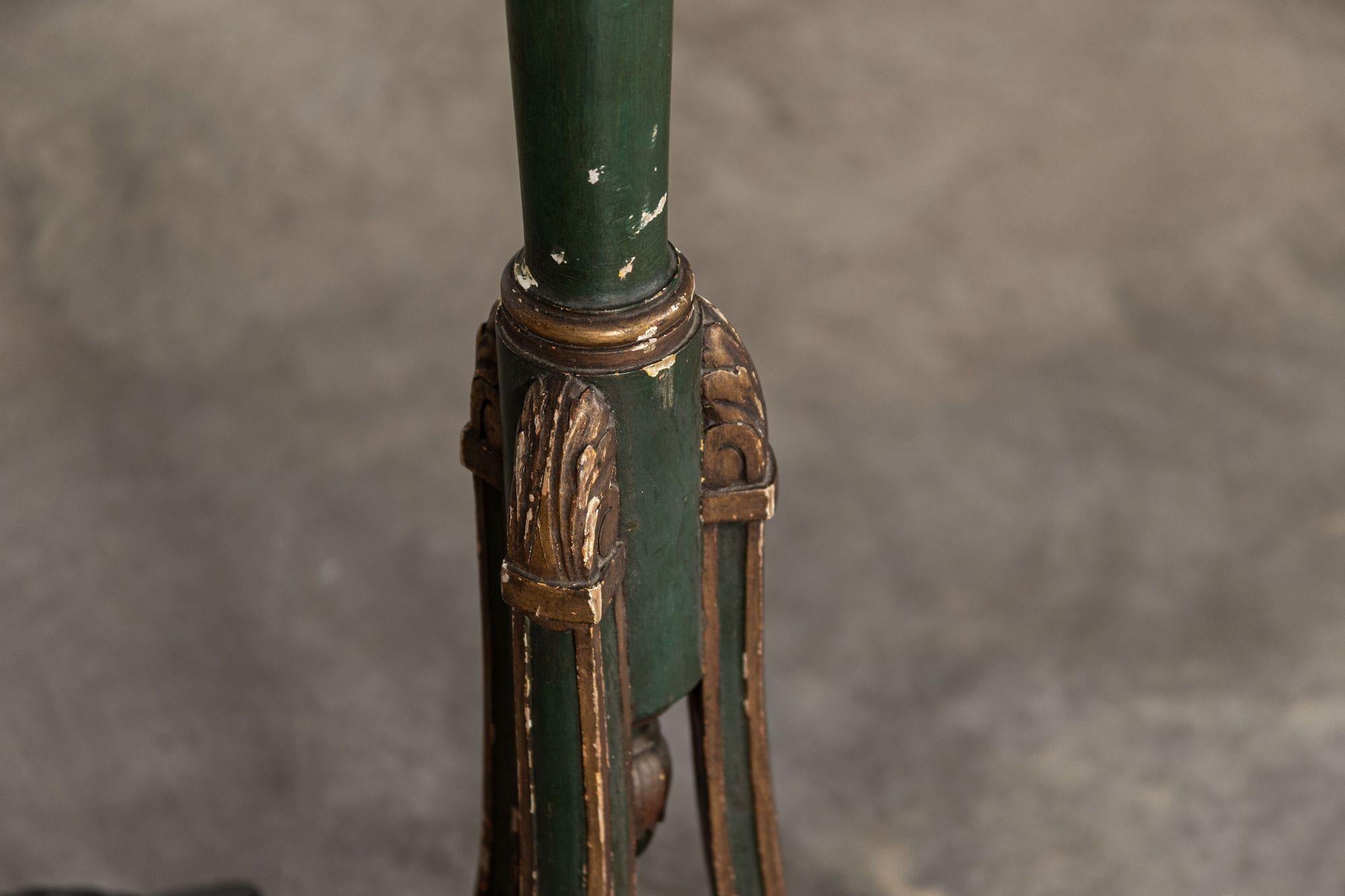 19th Century French Gilt & Green Painted Floor Lamp For Sale 8