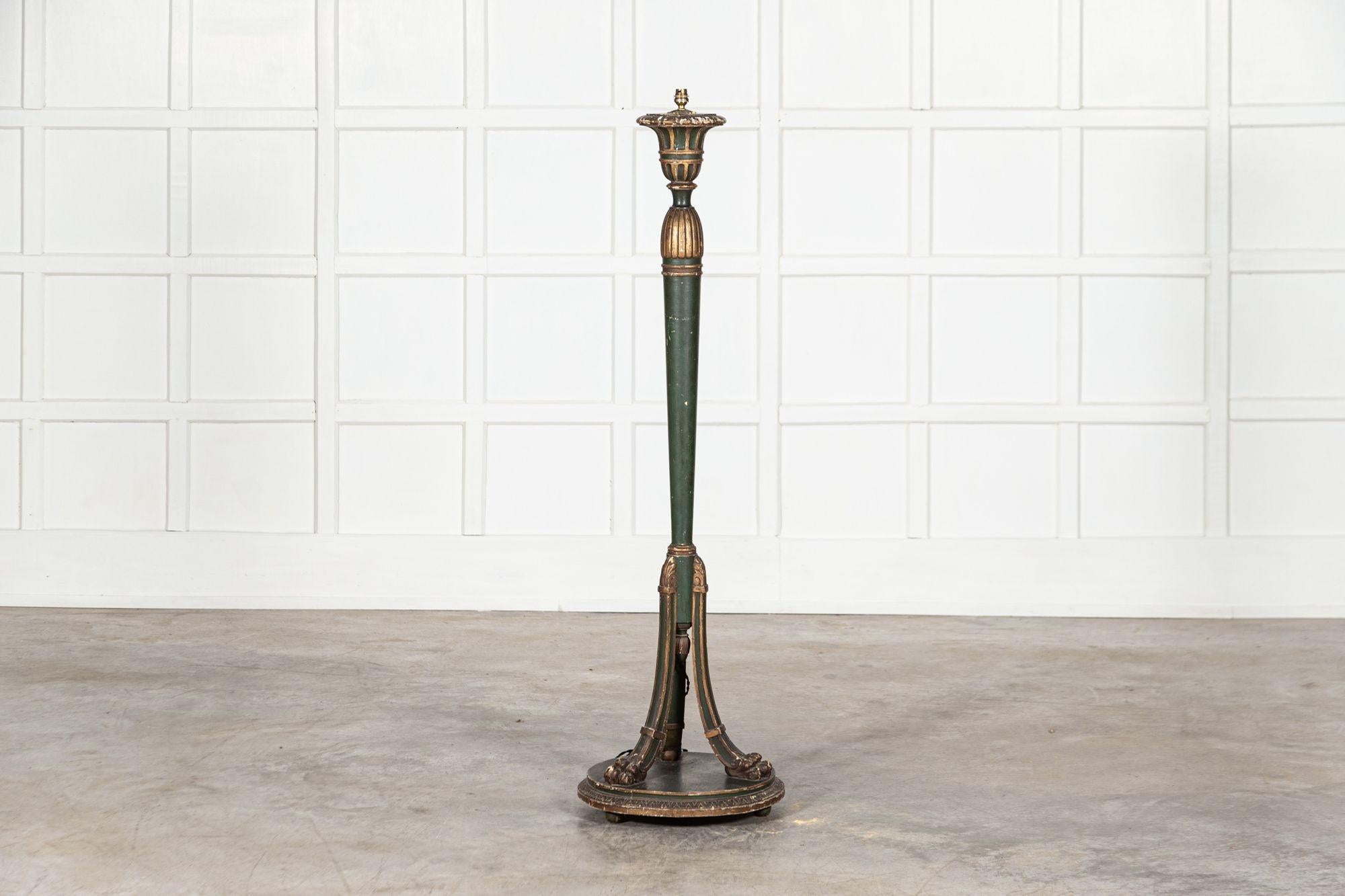 19th Century French Gilt & Green Painted Floor Lamp For Sale 3