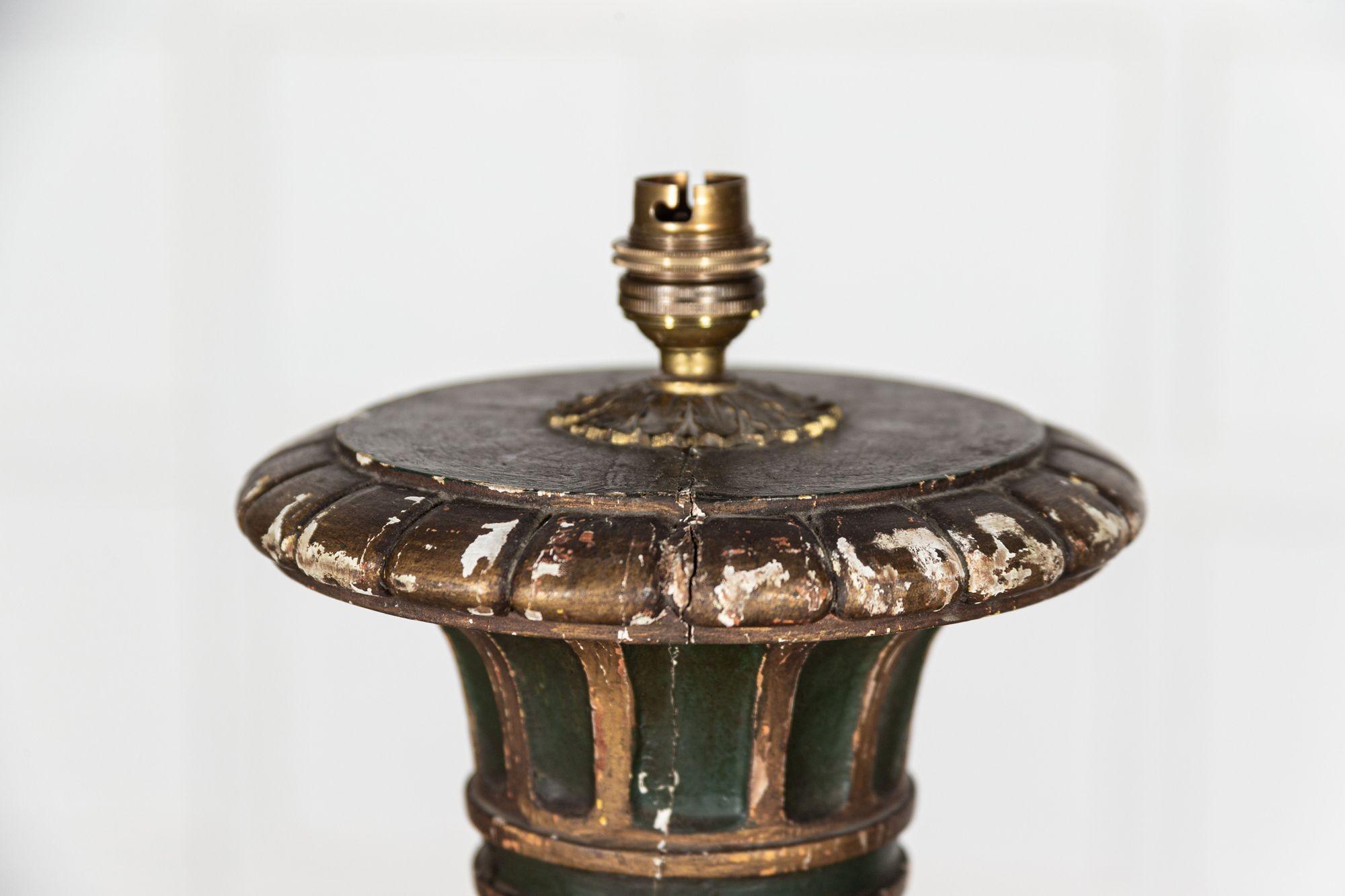 19th Century French Gilt & Green Painted Floor Lamp For Sale 4