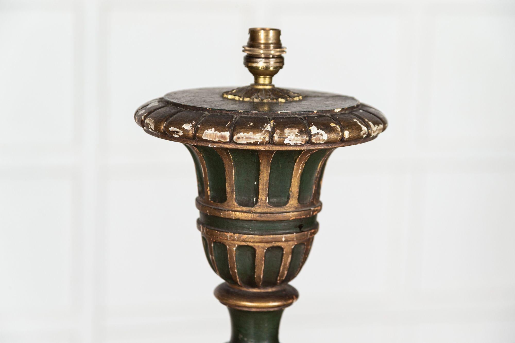 19th Century French Gilt & Green Painted Floor Lamp For Sale 5