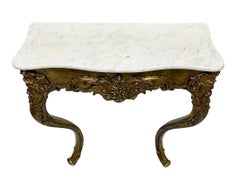 19th Century French Giltwood Console Table with Marble Top