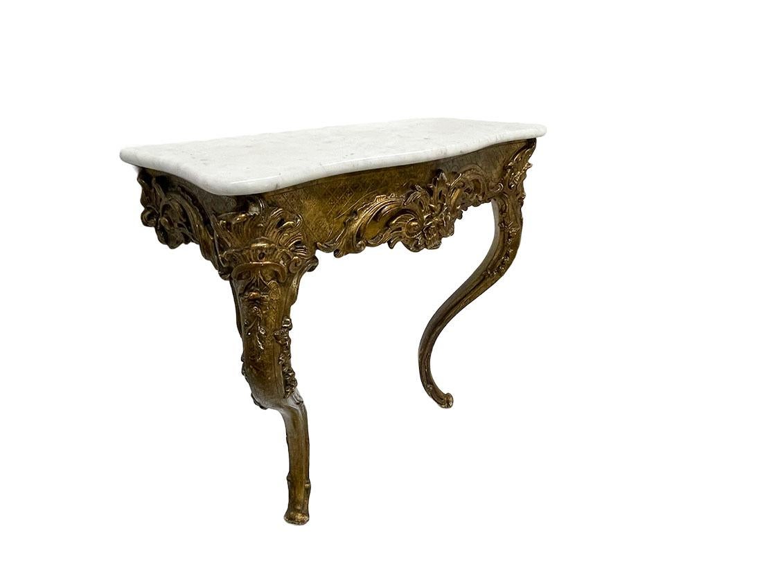 19th Century French Giltwood Console Table with Marble Top In Good Condition For Sale In Delft, NL