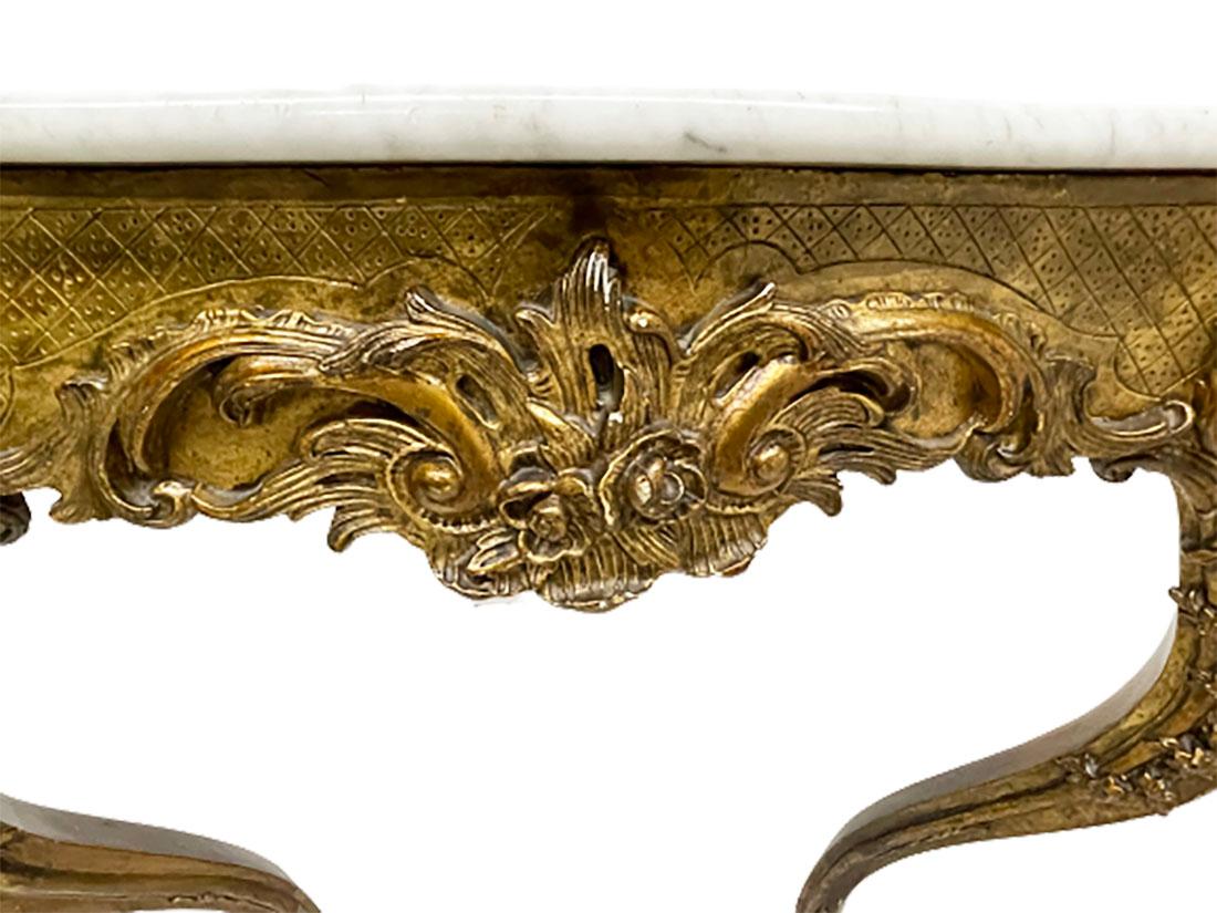 19th Century French Giltwood Console Table with Marble Top For Sale 1