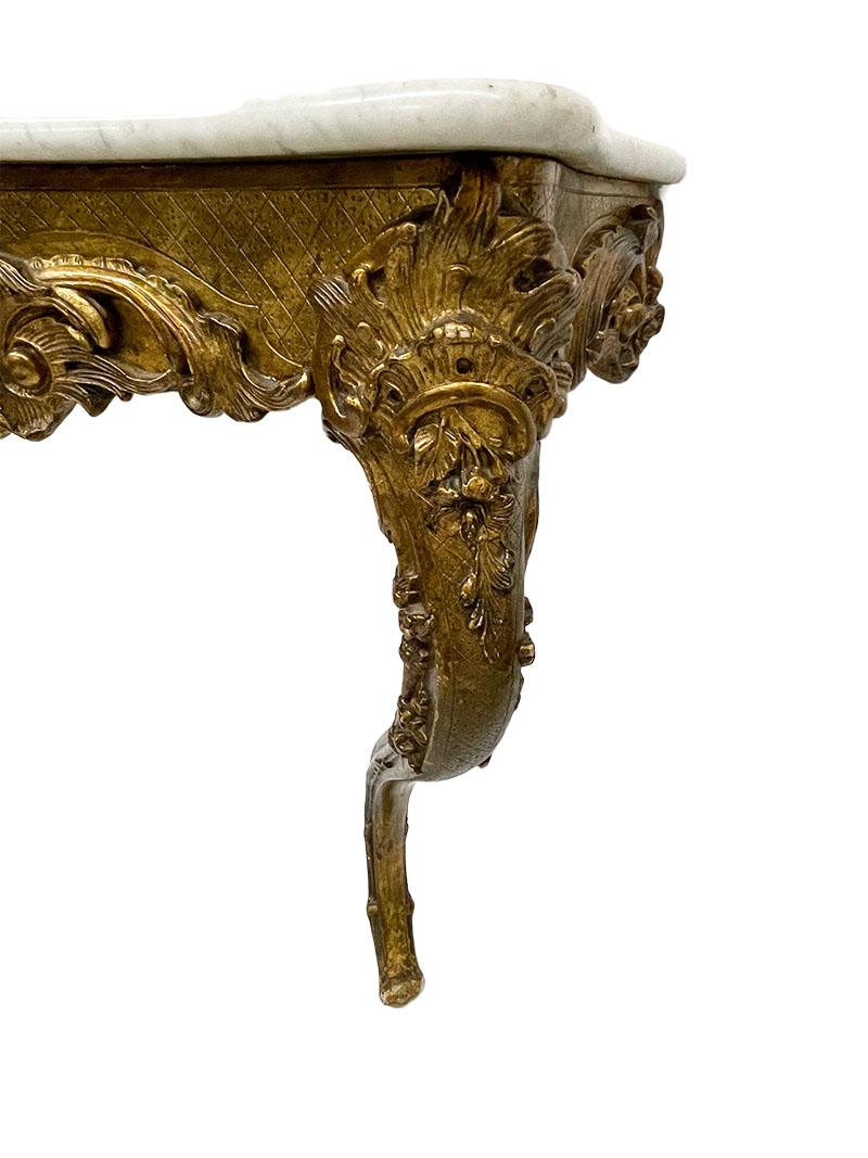 19th Century French Giltwood Console Table with Marble Top For Sale 3