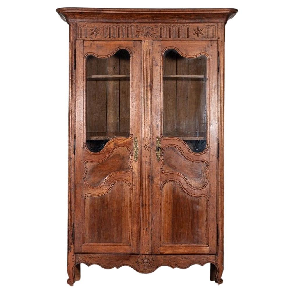 19th Century French Glazed Fruitwood Armoire / Vitrine For Sale