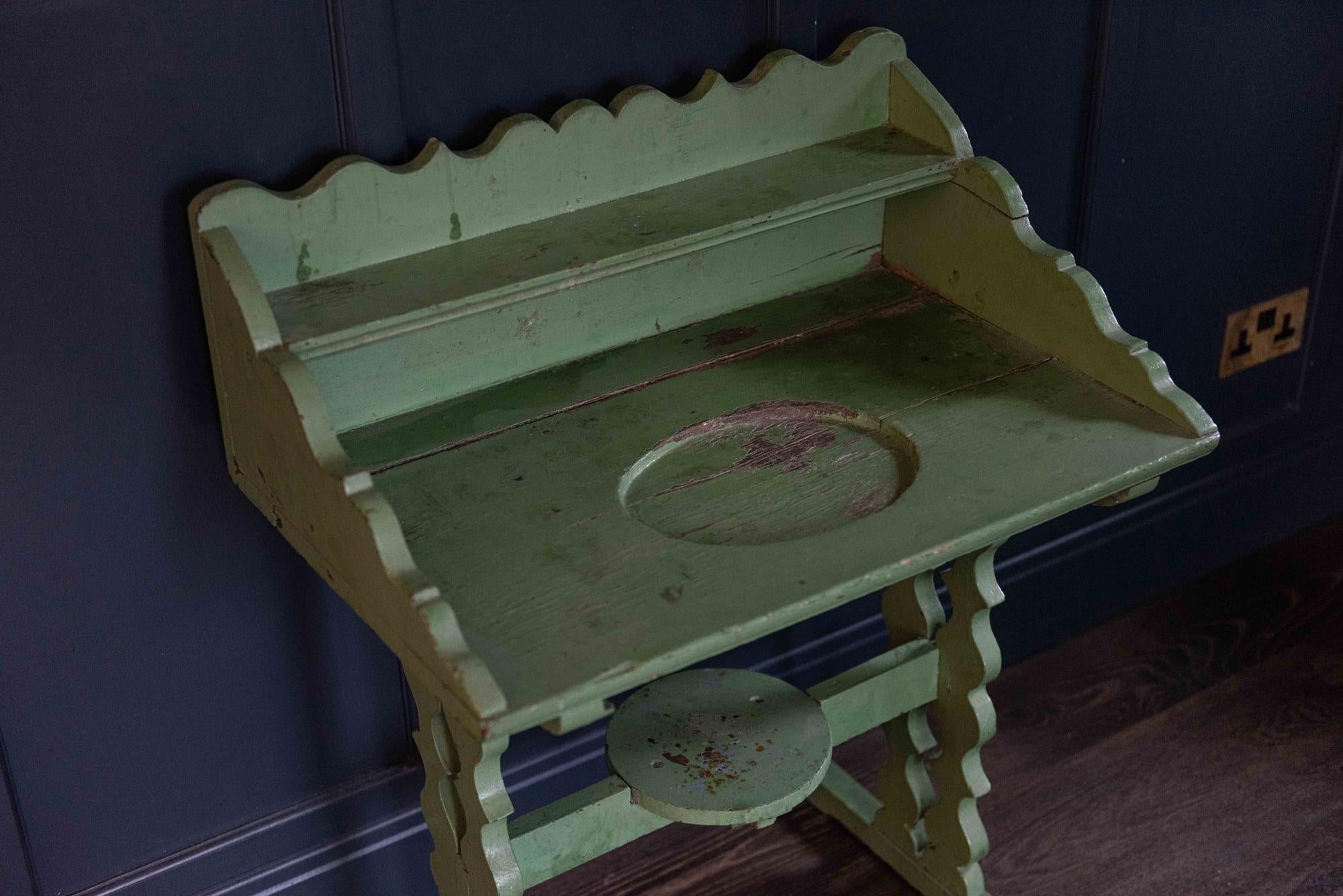19th Century French Green Painted Oak Provincial Washstand In Good Condition In Staffordshire, GB