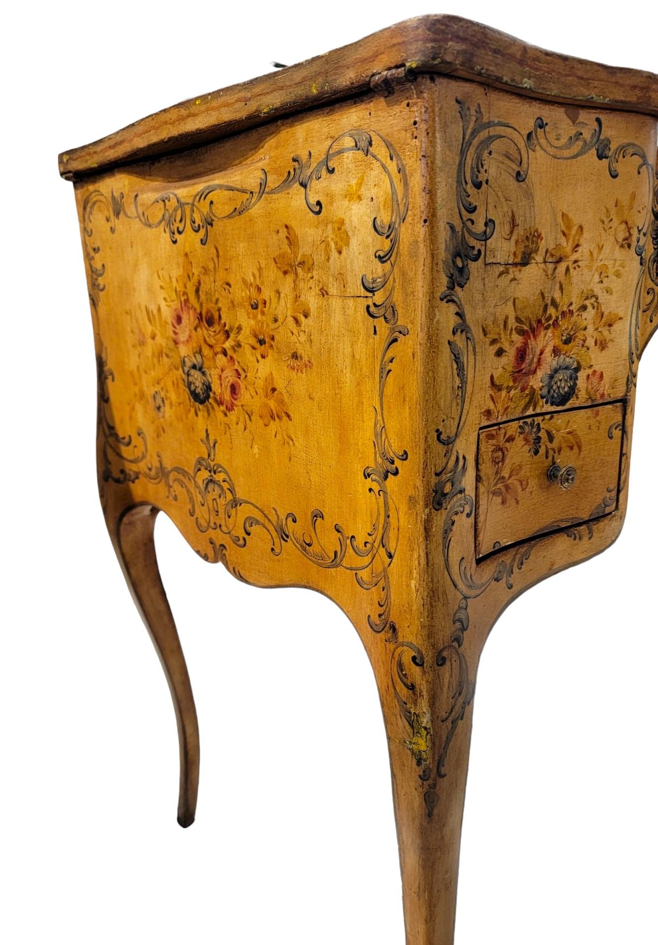19thc French Hand Painted Desk/Vanity With Mirror In Good Condition For Sale In Pasadena, CA