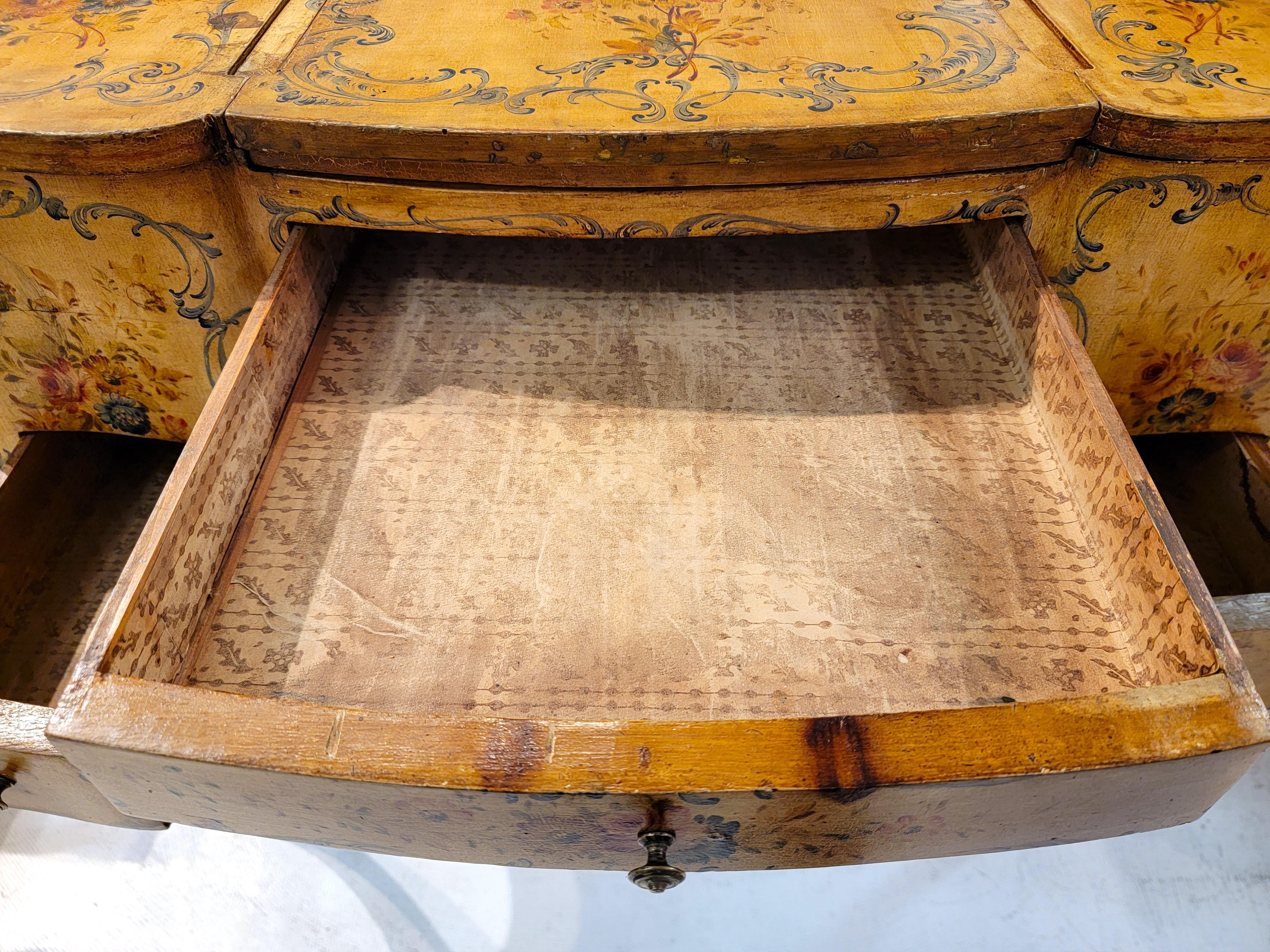 19thc French Hand Painted Desk/Vanity With Mirror For Sale 3
