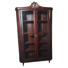 19thc French Large Gilt & Wood Exotic Inlay Bookcase Empire- Burl Wood