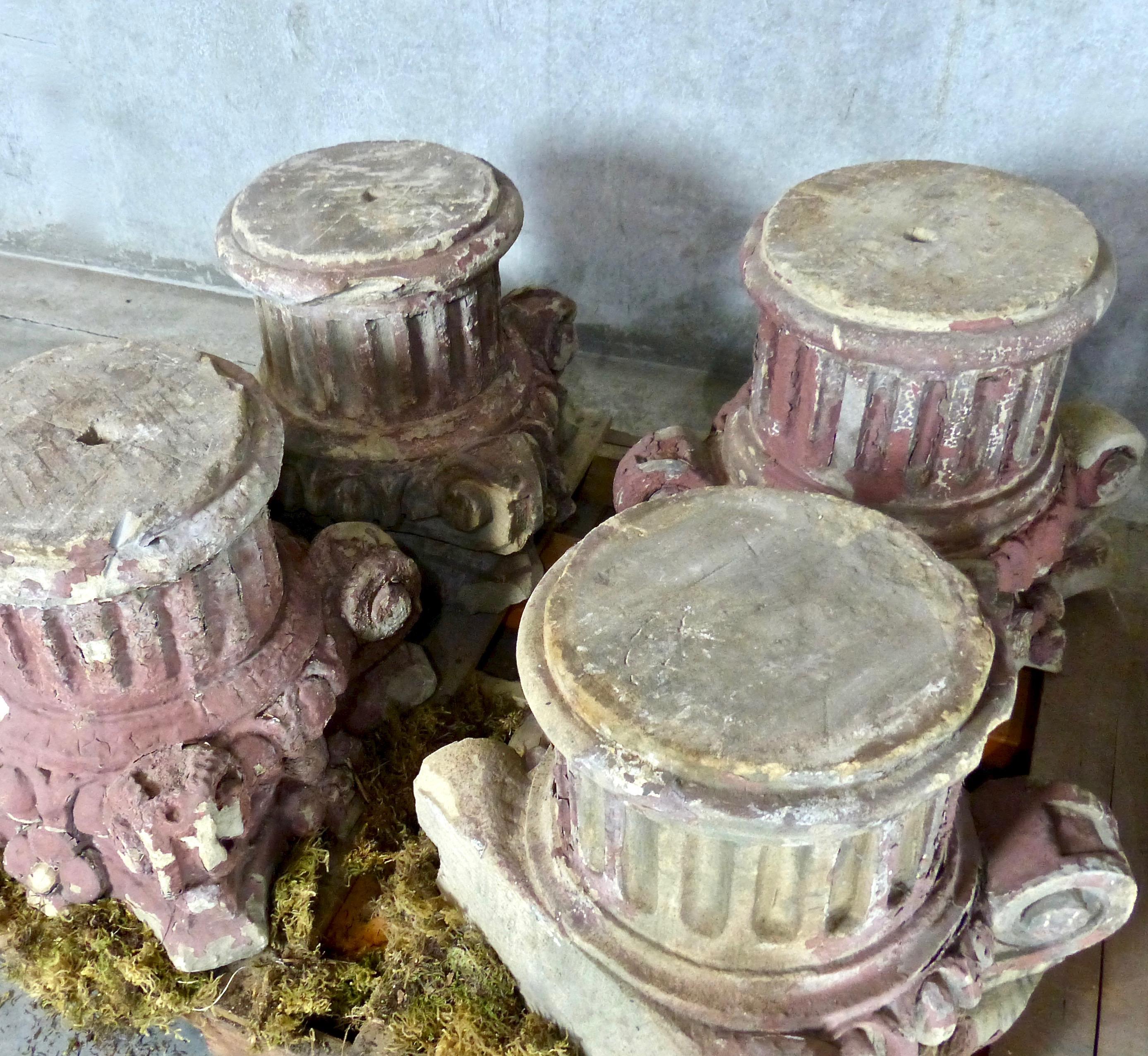Greek Revival 19th Century French Limestone Architectural Capitals
