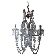 19thc French Louis XV Bronze Cage/ Baccarat Crystal Chandelier