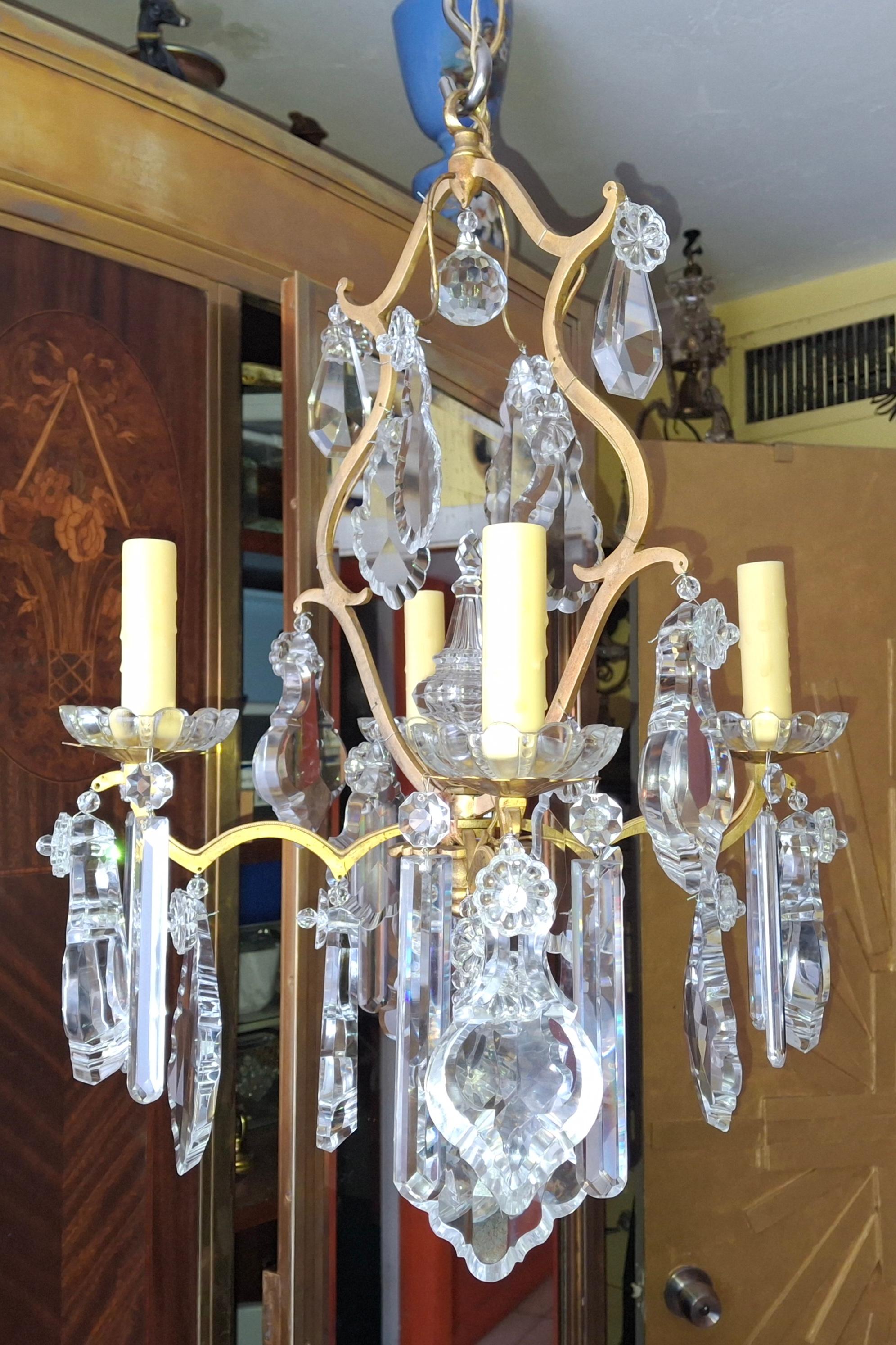 19thc French Louis XV Bronze w/ Crystal Versailles Chandelier attrib. Baccarat For Sale 8