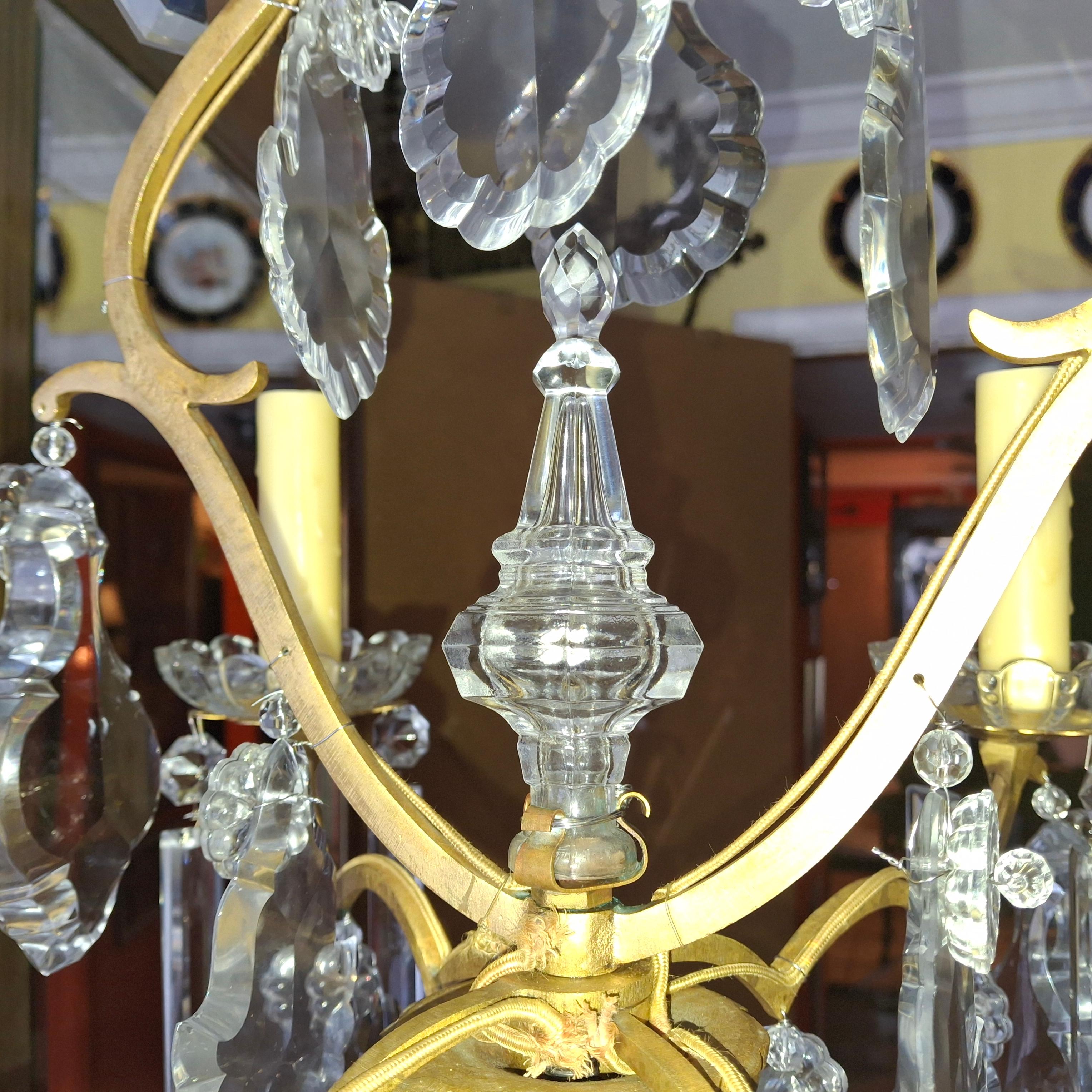 19thc French Louis XV Bronze w/ Crystal Versailles Chandelier attrib. Baccarat For Sale 10