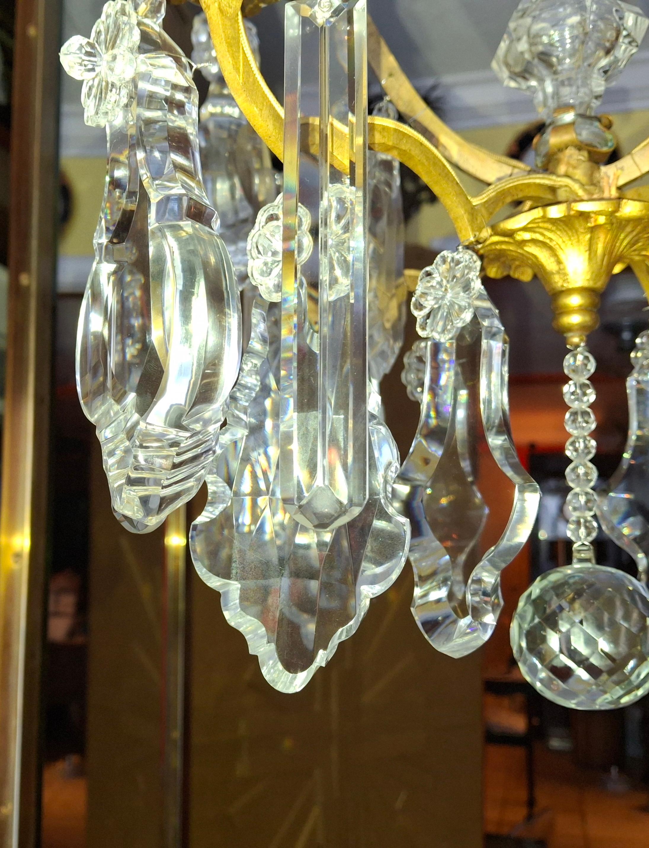 19thc French Louis XV Bronze w/ Crystal Versailles Chandelier attrib. Baccarat For Sale 11