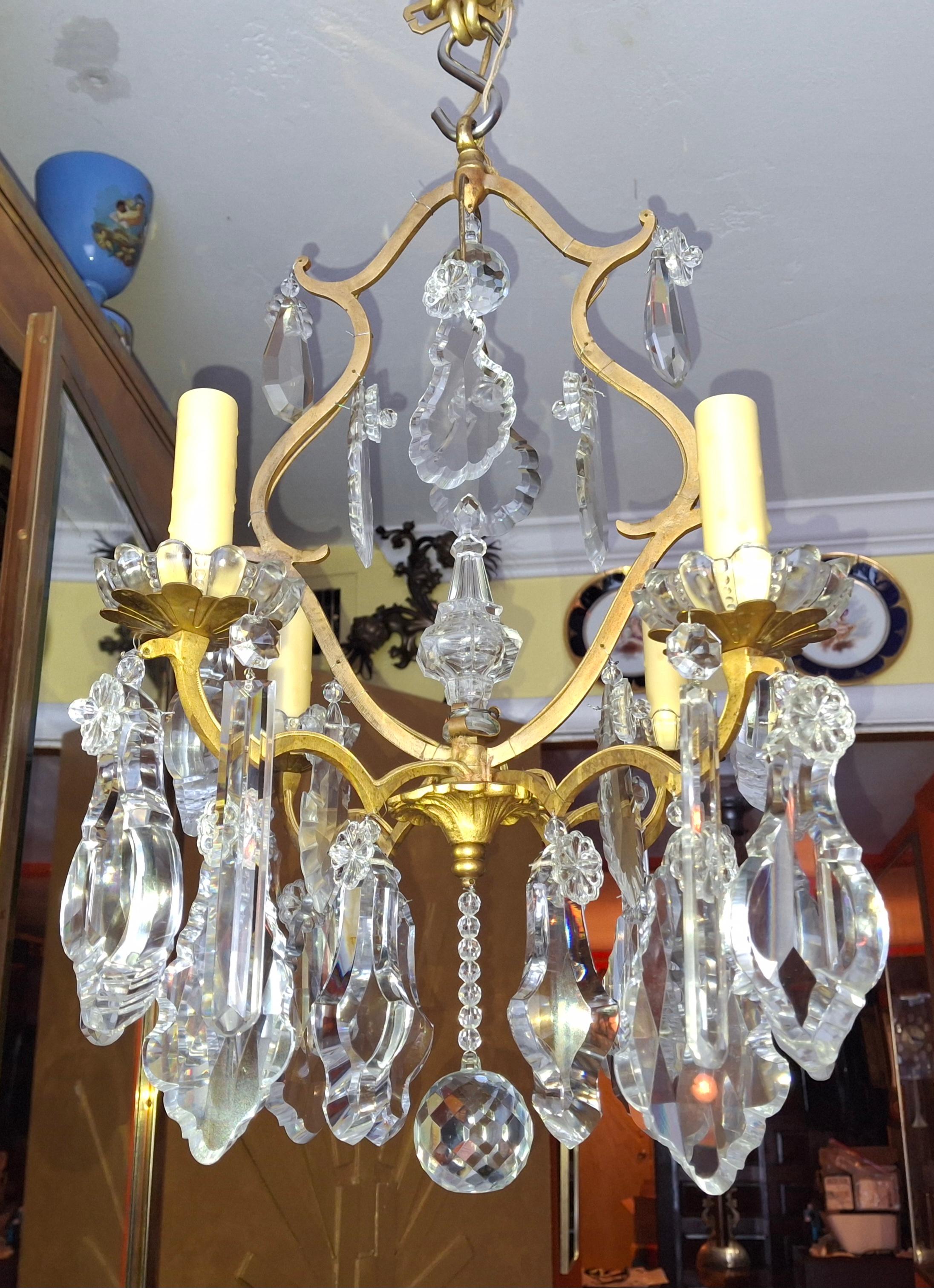 19thc French Louis XV Bronze w/ Crystal Versailles Chandelier attrib. Baccarat For Sale 12