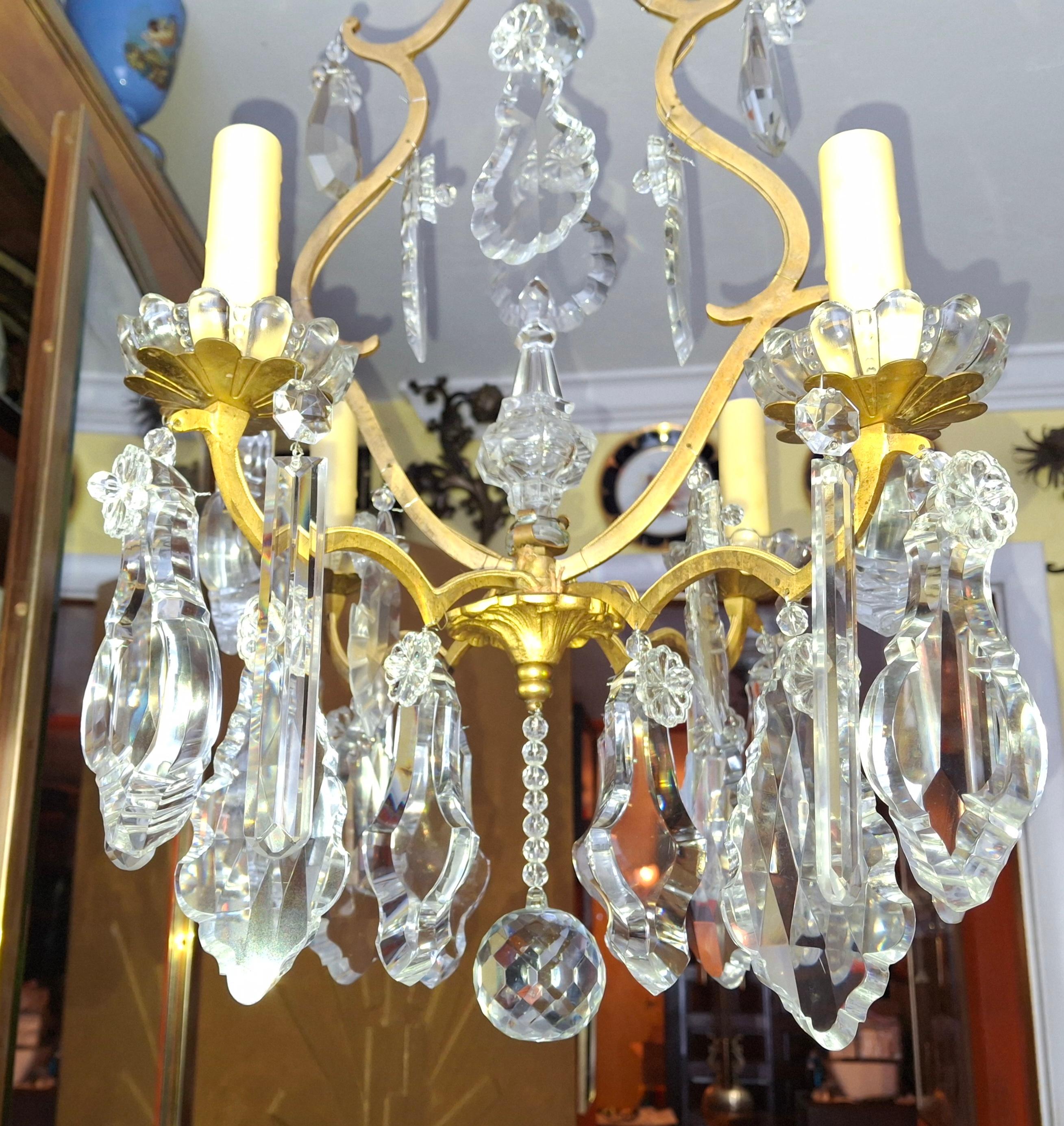 19thc French Louis XV Bronze w/ Crystal Versailles Chandelier attrib. Baccarat For Sale 14