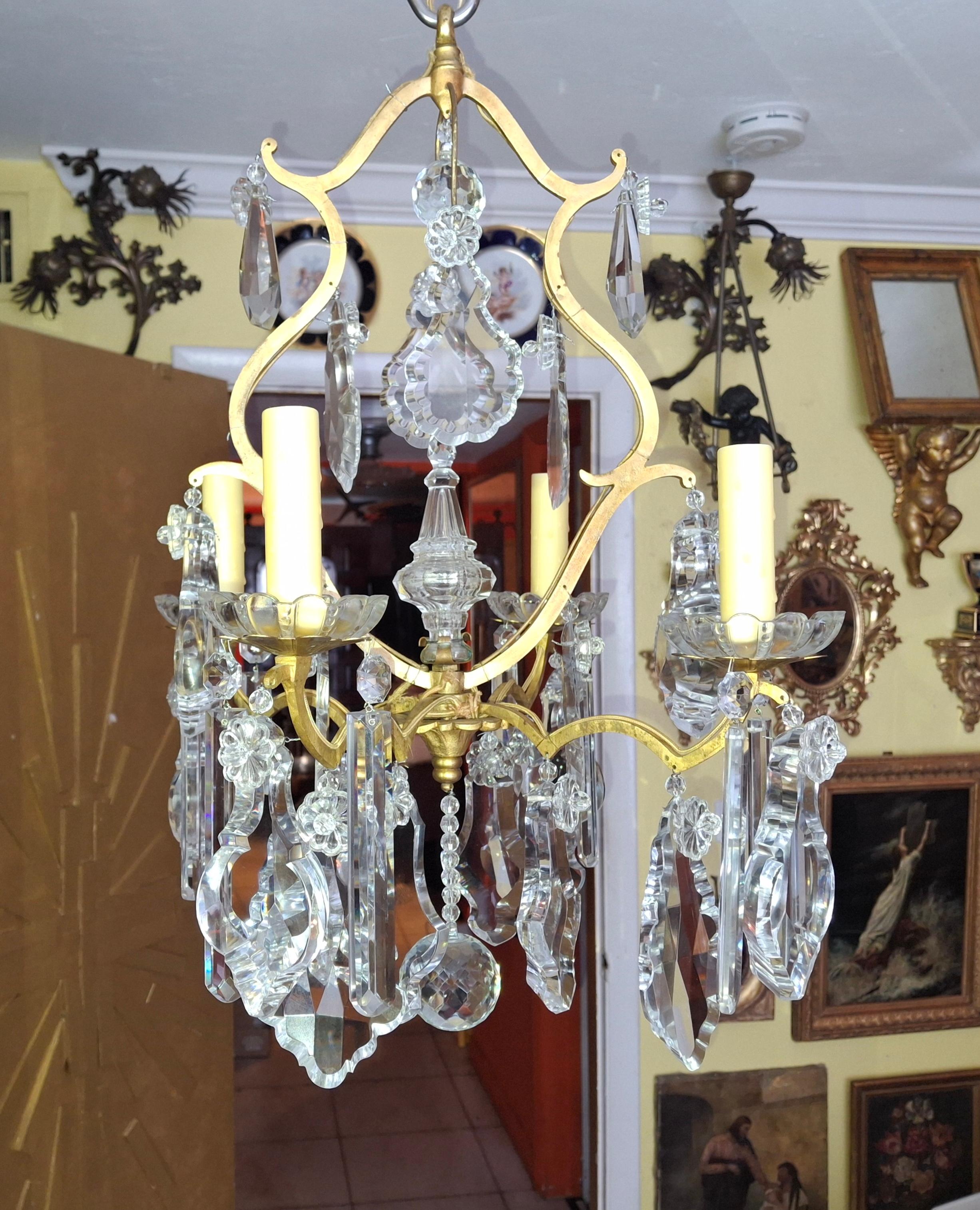 19thc French Louis XV Bronze w/ Crystal Versailles Chandelier attrib. Baccarat For Sale 15