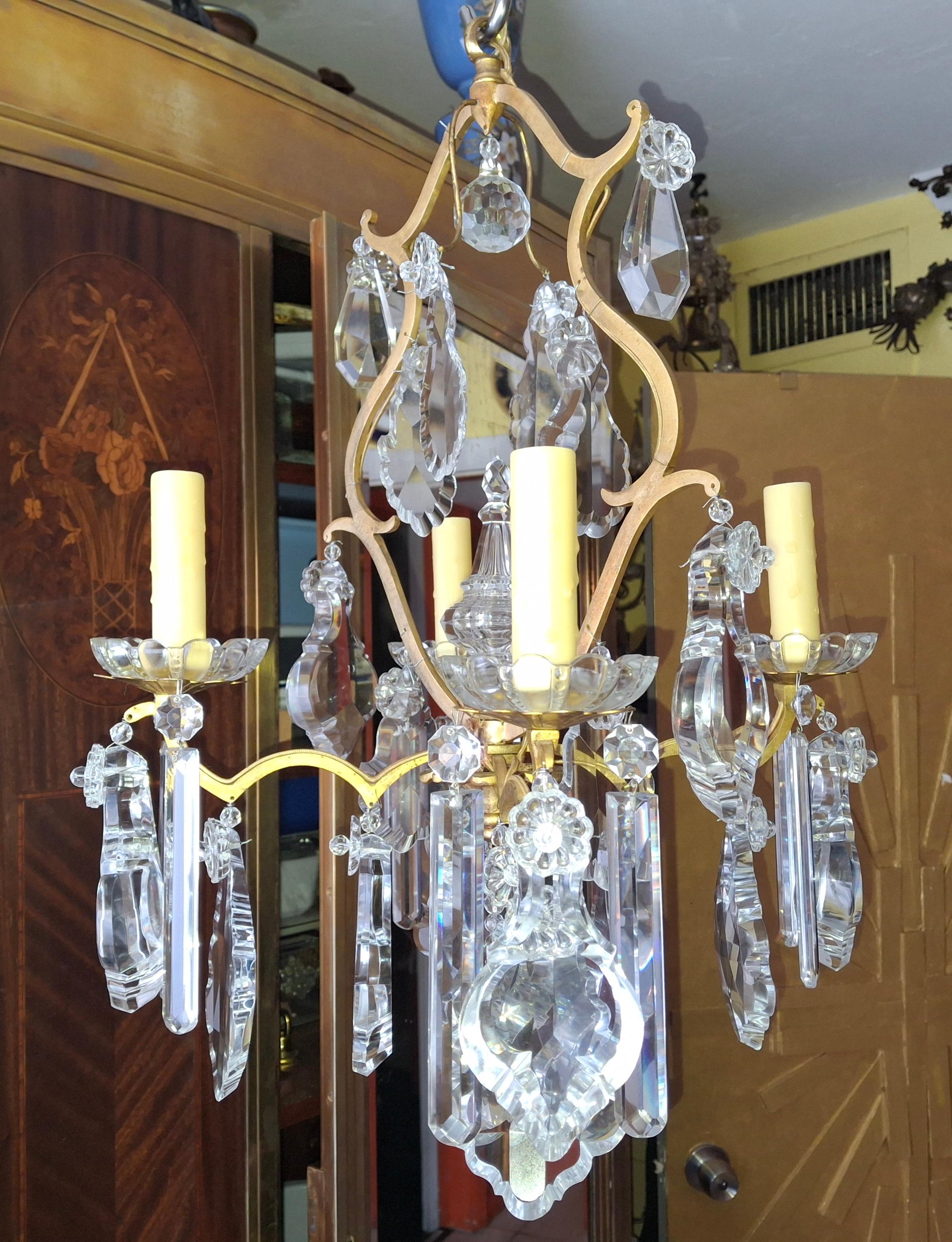 19thc French Louis XV Bronze w/ Crystal Versailles Chandelier attrib. Baccarat For Sale 16