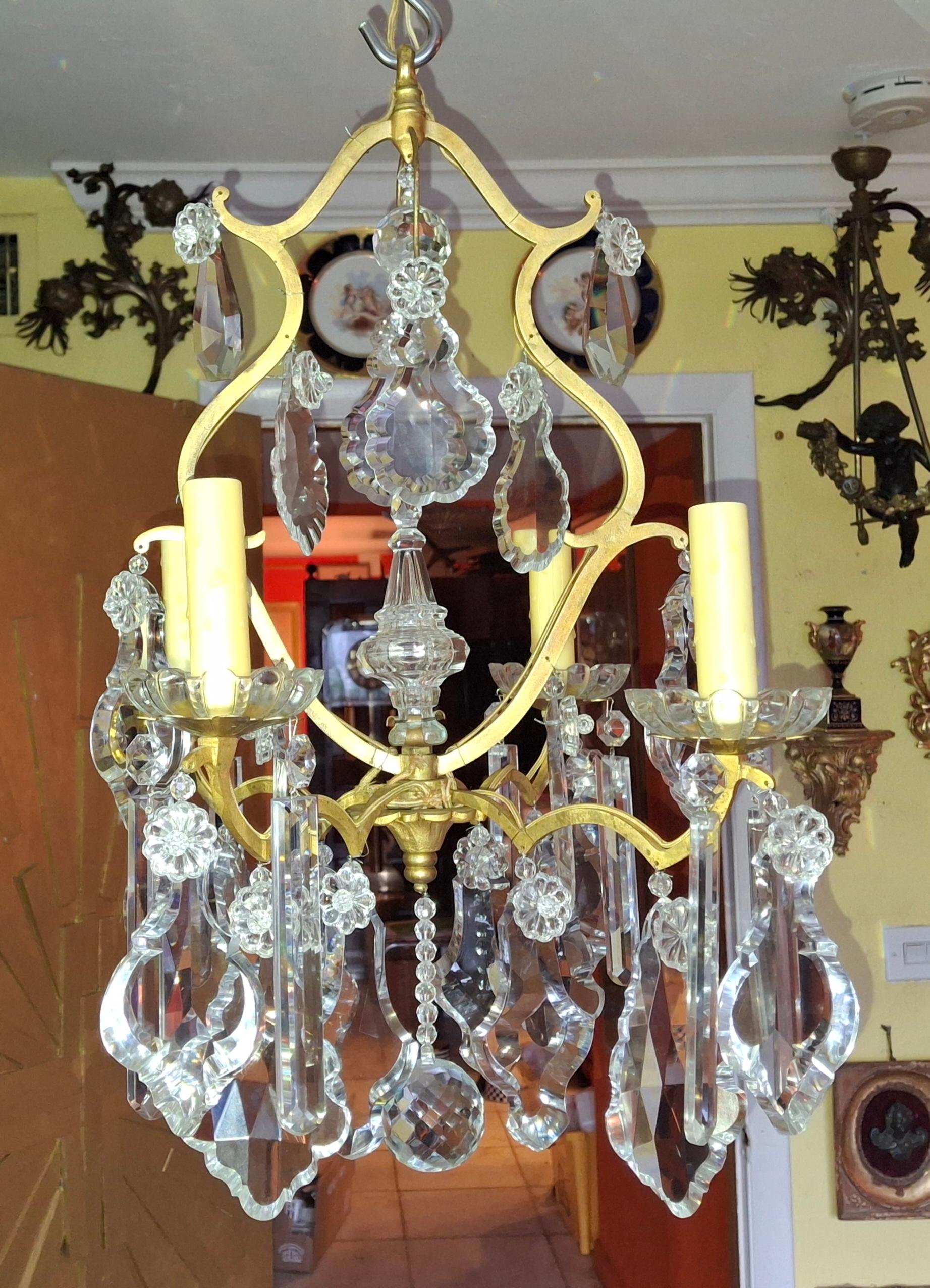 Lustre Versailles Louis XV en bronze et cristal du 19ème siècle attrib. Baccarat en vente 14