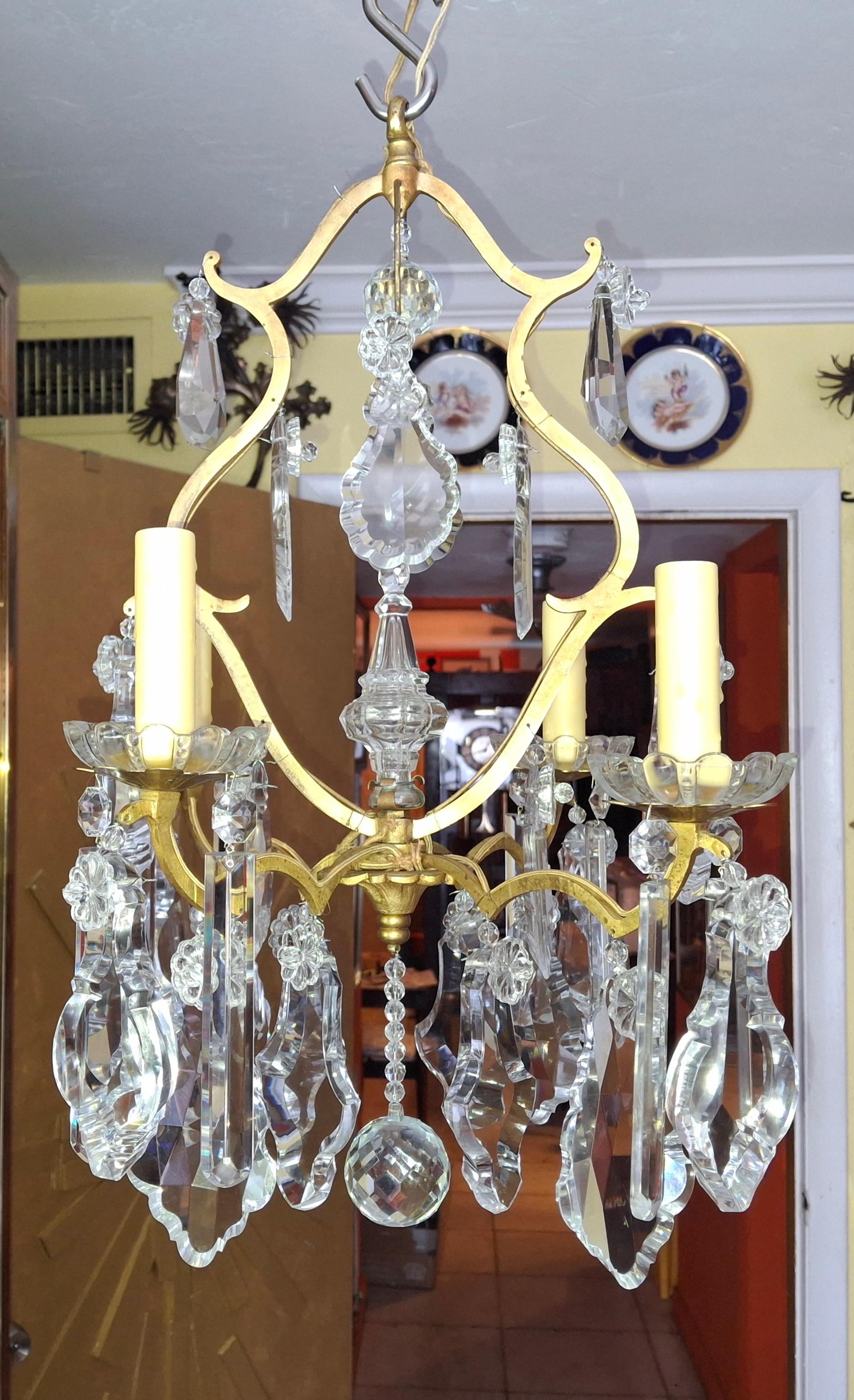Late 19th Century 19thc French Louis XV Bronze w/ Crystal Versailles Chandelier attrib. Baccarat For Sale