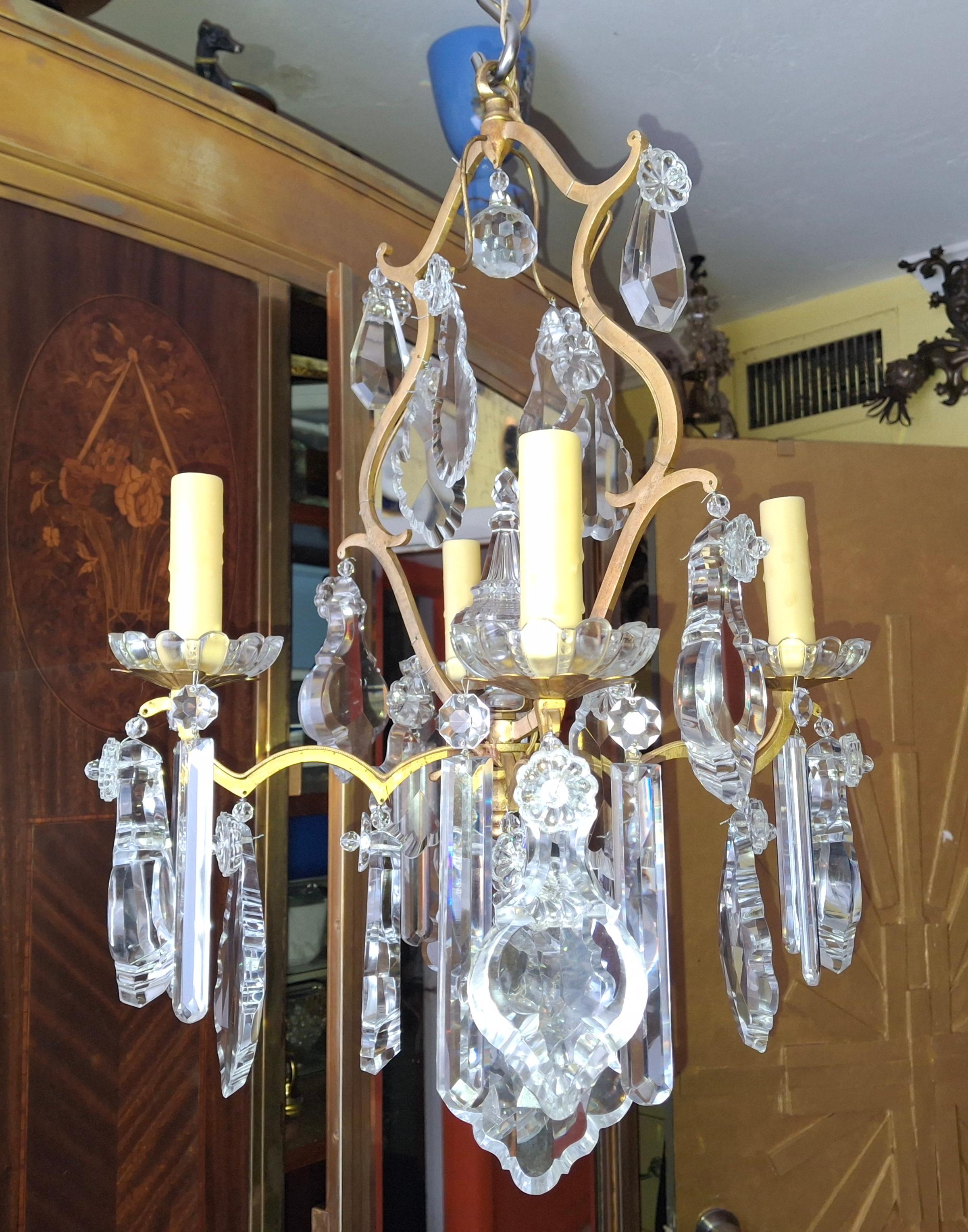 19thc French Louis XV Bronze w/ Crystal Versailles Chandelier attrib. Baccarat For Sale 2