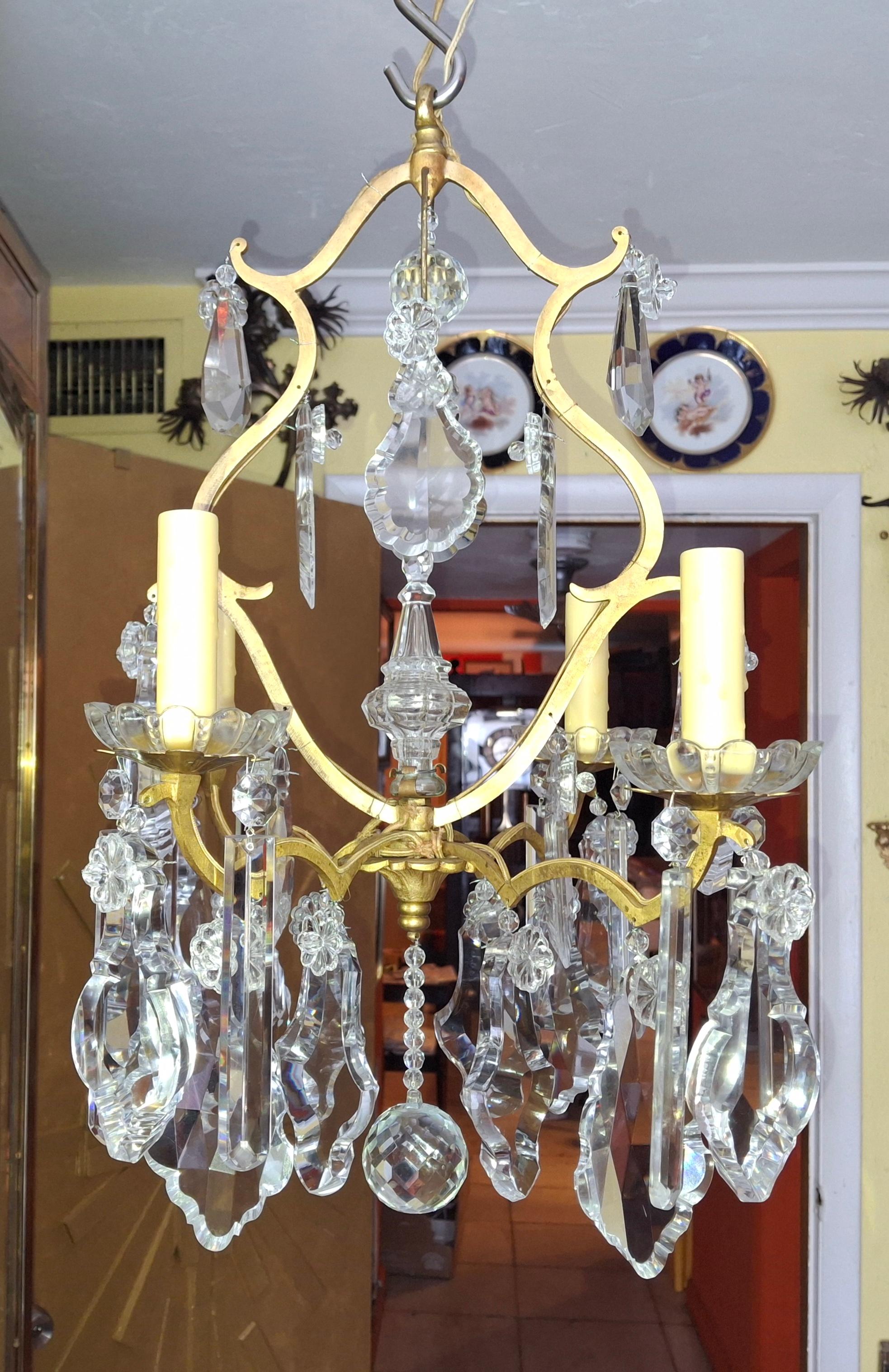 19thc French Louis XV Bronze w/ Crystal Versailles Chandelier attrib. Baccarat For Sale 3