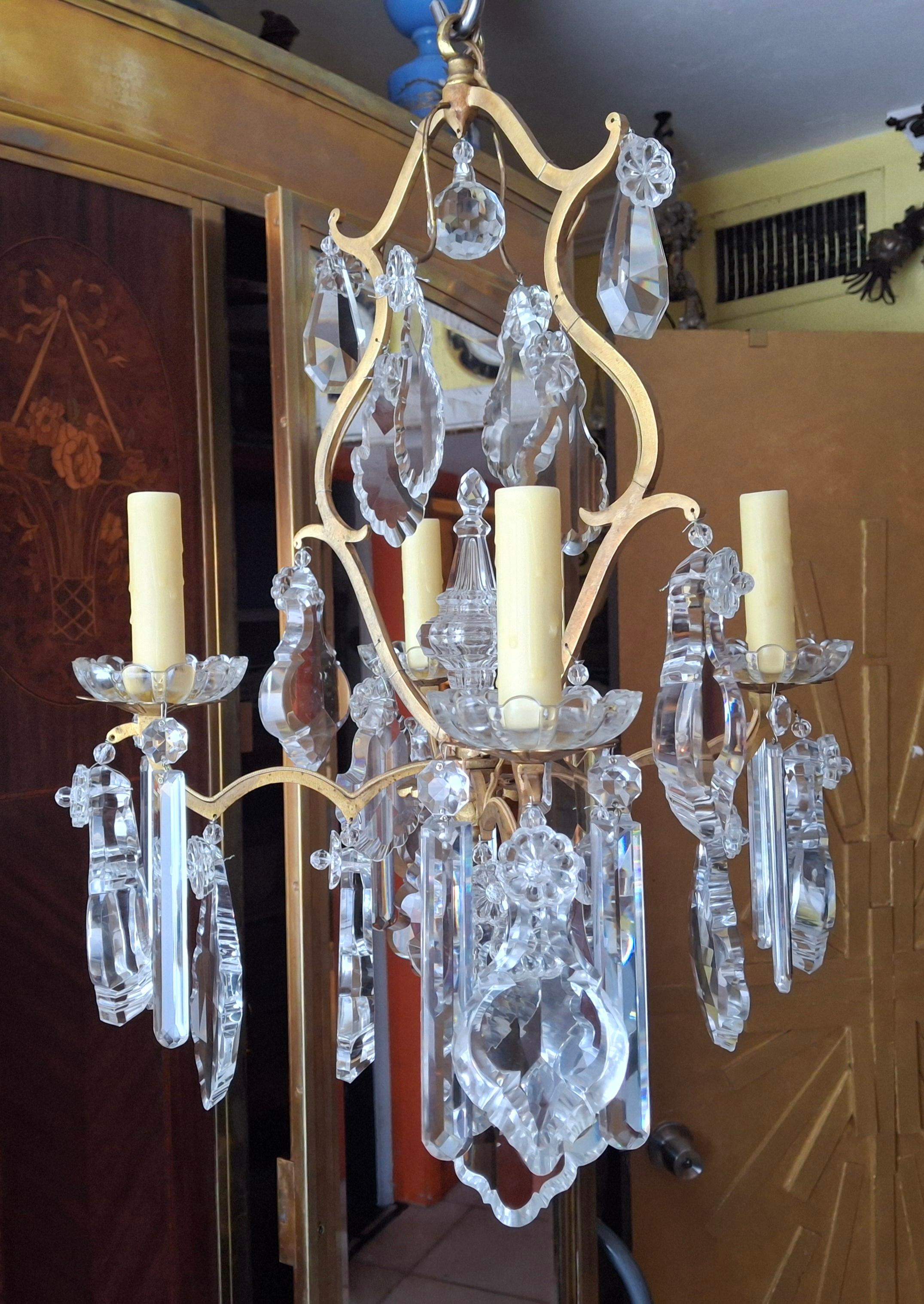 19thc French Louis XV Bronze w/ Crystal Versailles Chandelier attrib. Baccarat For Sale 4