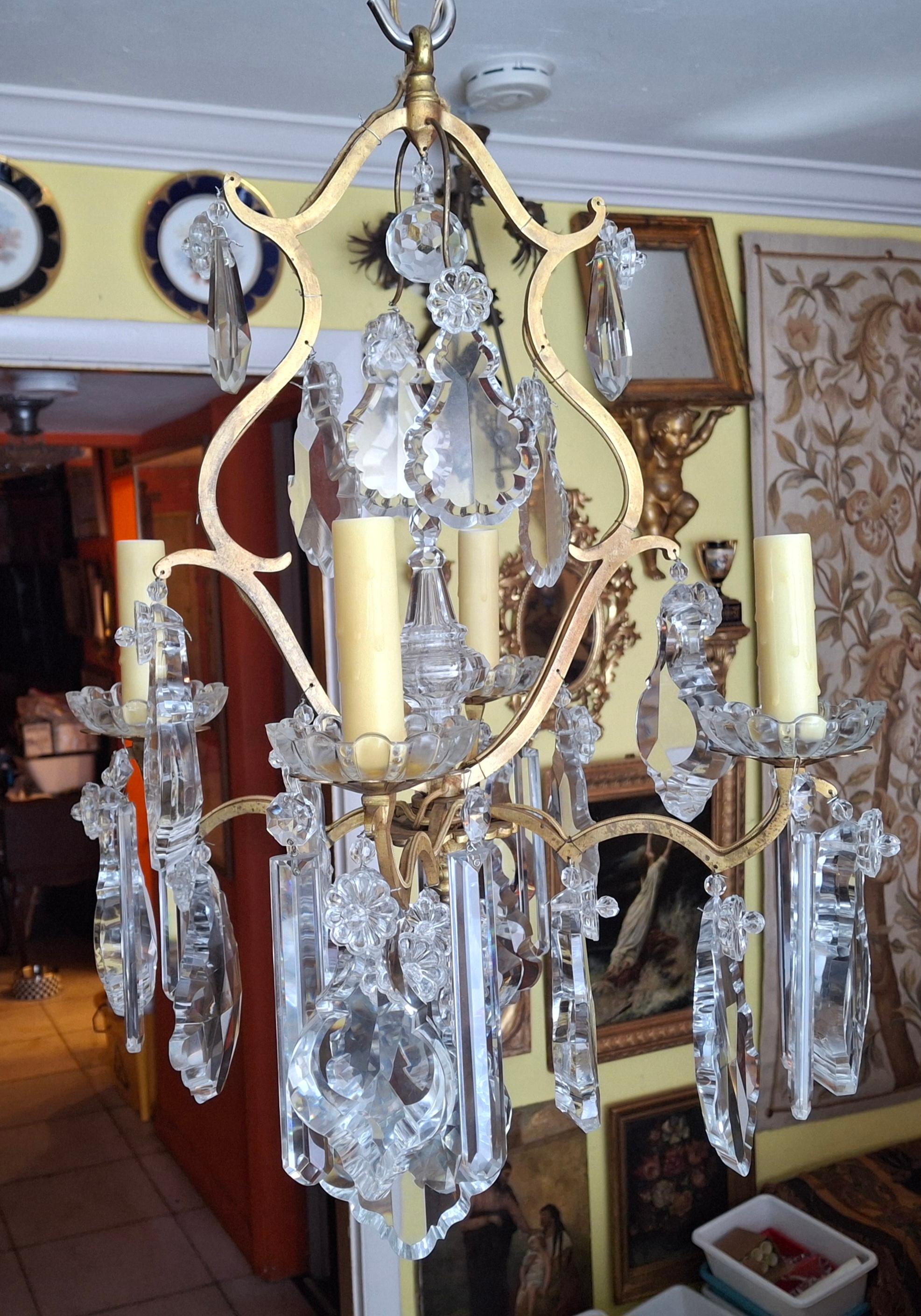 19thc French Louis XV Bronze w/ Crystal Versailles Chandelier attrib. Baccarat For Sale 5
