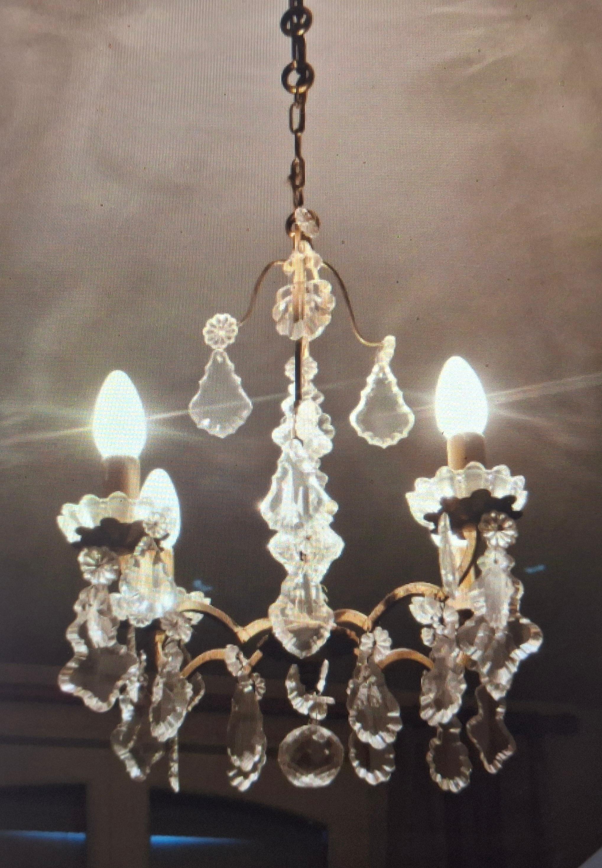 19thc French Louis XV Gilt Bronze Baccarat Crystal Chandelier en vente 4