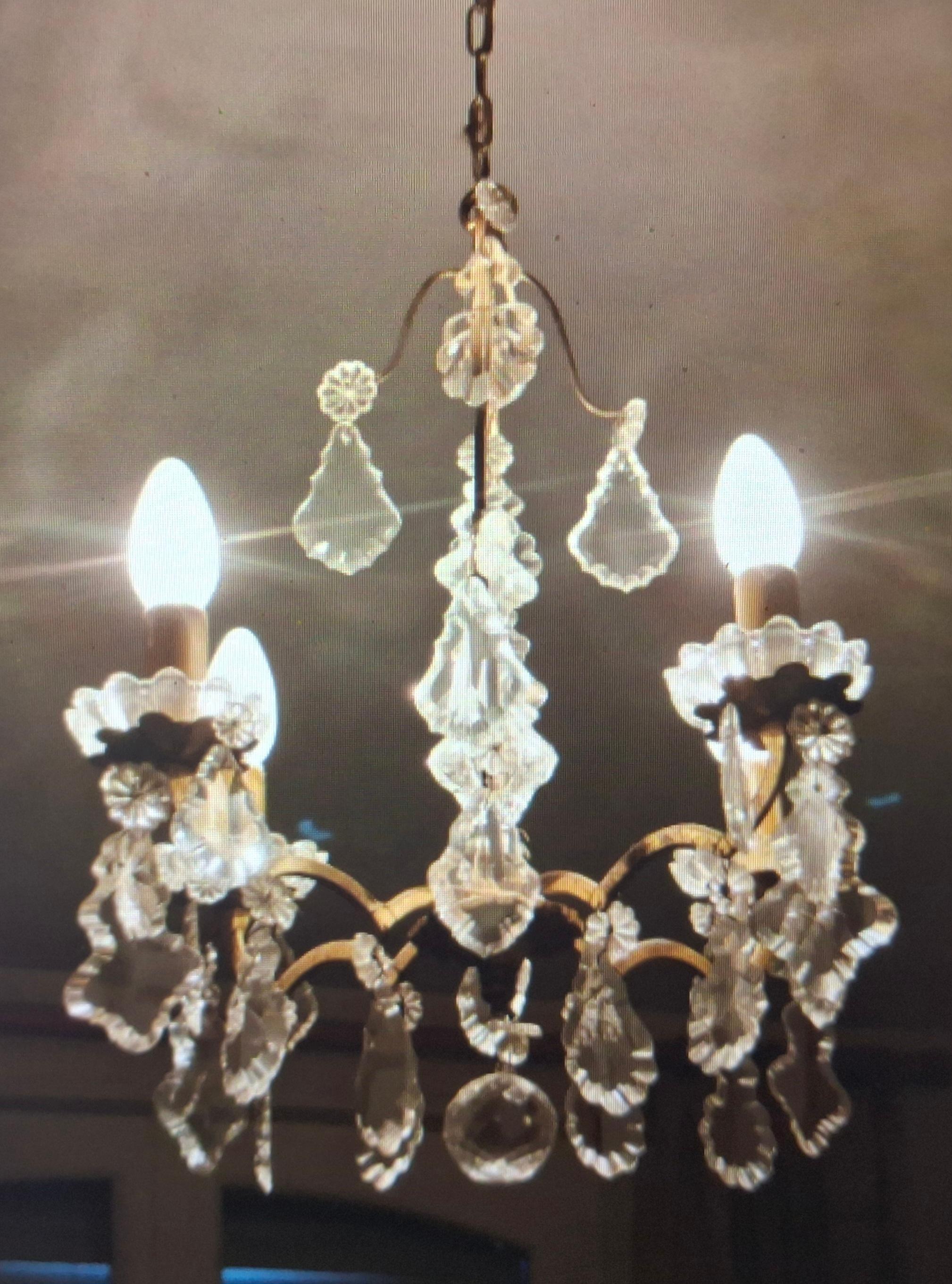 Doré 19thc French Louis XV Gilt Bronze Baccarat Crystal Chandelier en vente