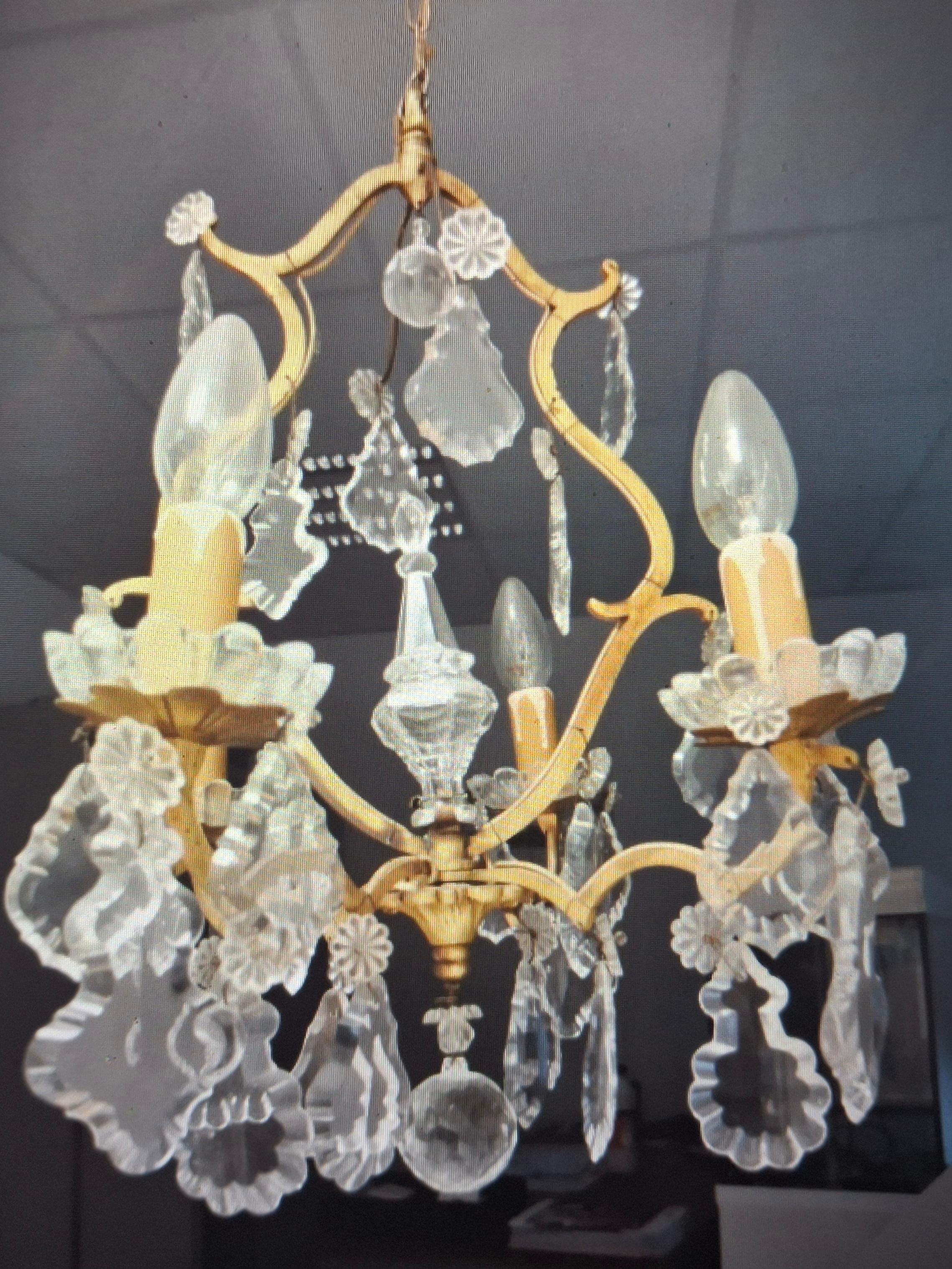 19thc French Louis XV Gilt Bronze Baccarat Crystal Chandelier Bon état - En vente à Opa Locka, FL