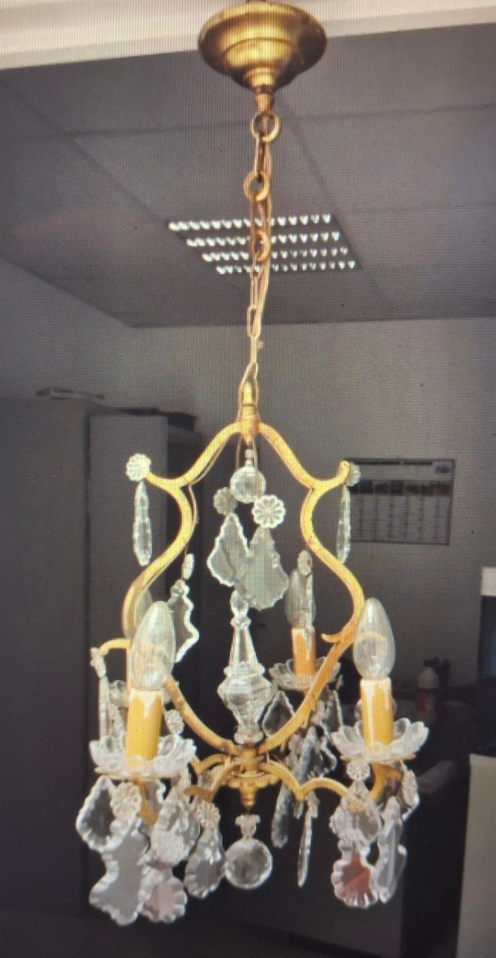 19thc French Louis XV Gilt Bronze Baccarat Crystal Chandelier en vente 3